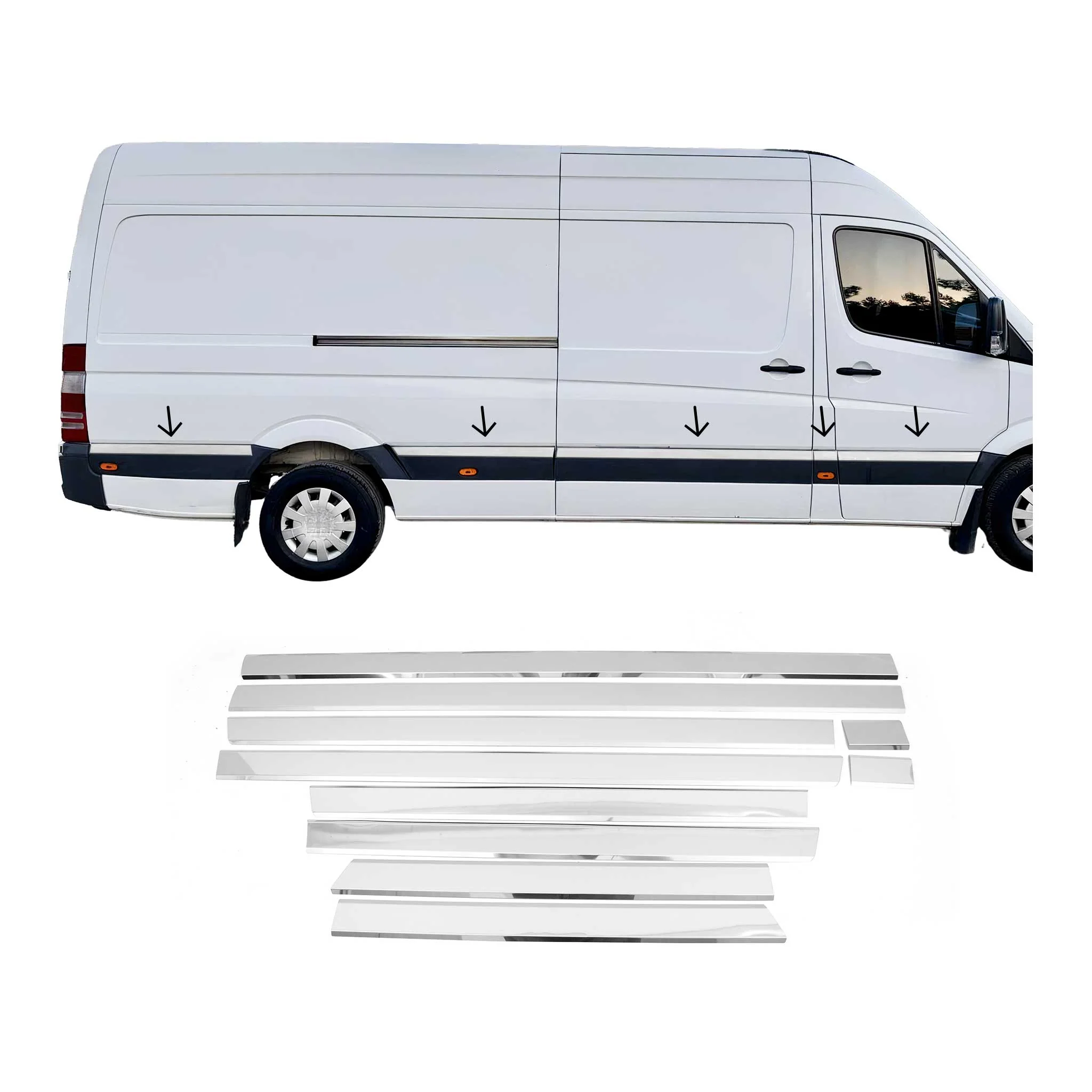 2006-2013 Mercedes Sprinter W906 L4 Extra Long 170" Side Door Molding Trim