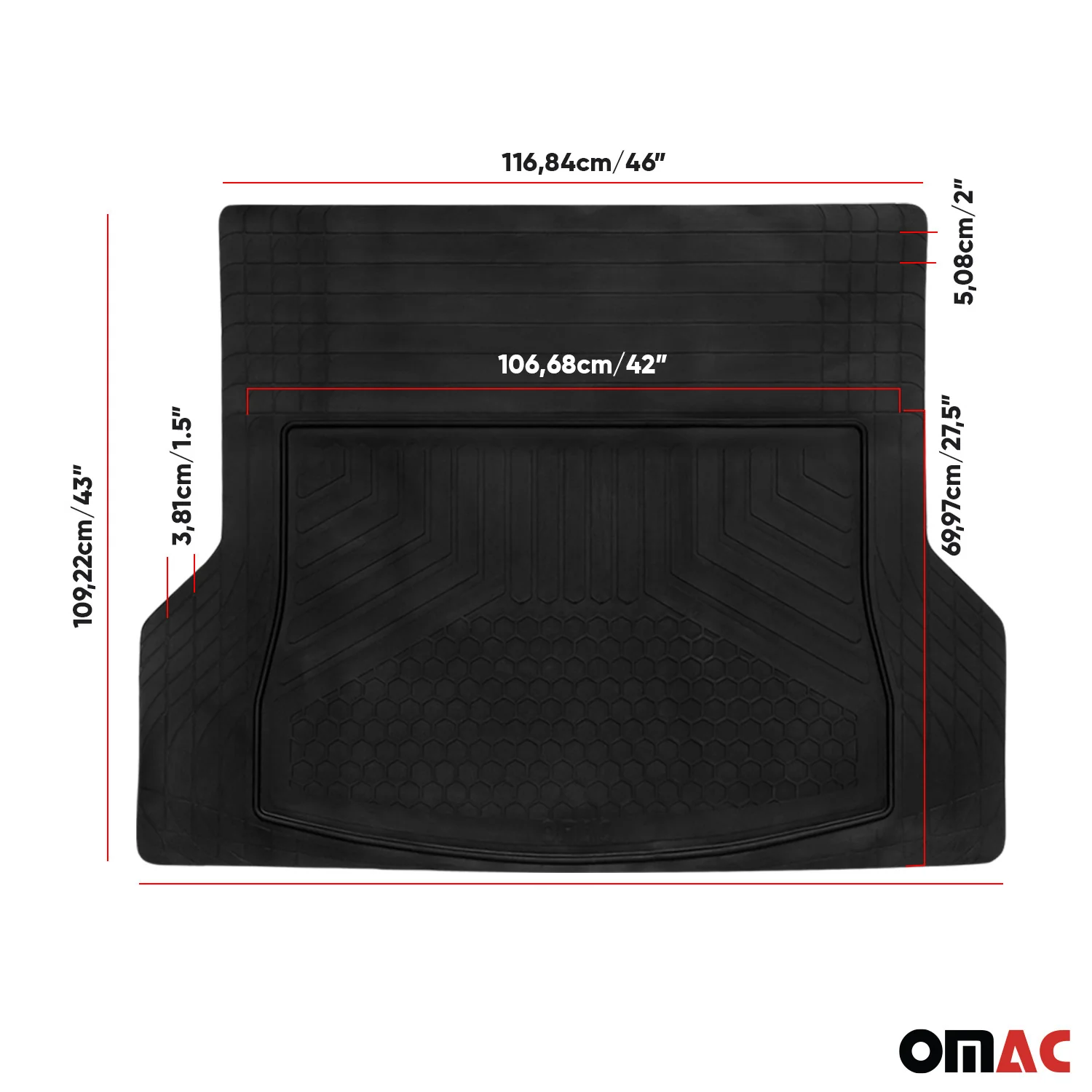 OMAC Car Rubber Cargo Trunk Liner Black Heavy Duty Set Semi-Custom fit - Image 5