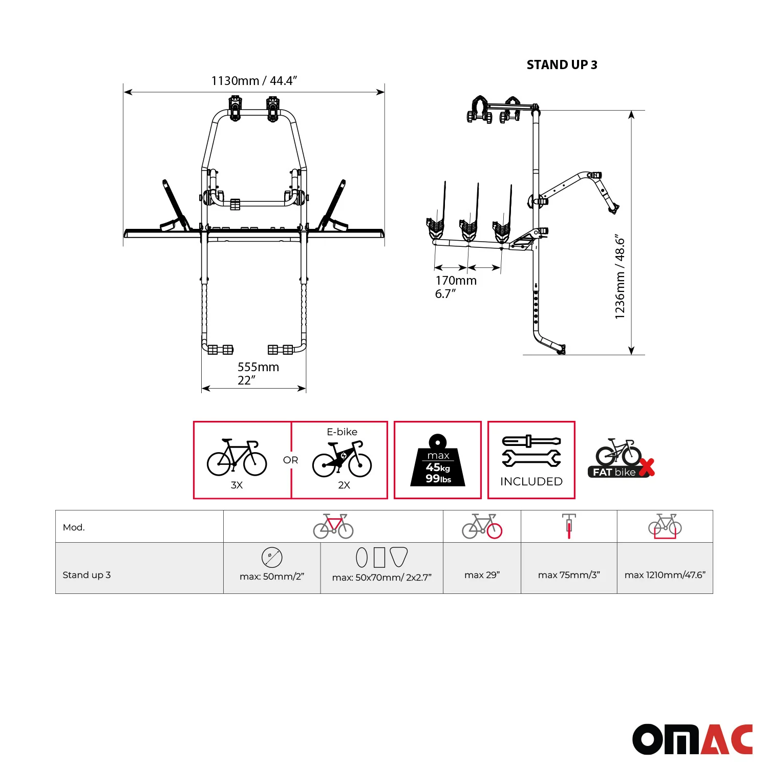 3 Bike Rack Rear Trunk Mount Folding Bicycle Carrier Holder Car SUV Aluminium - Image 3