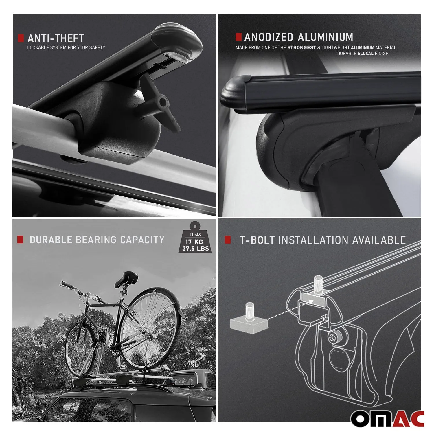 2011-2014 VW Jetta SportWagen Bike Rack Carrier Roof Racks Set Black 3Pcs - Image 3
