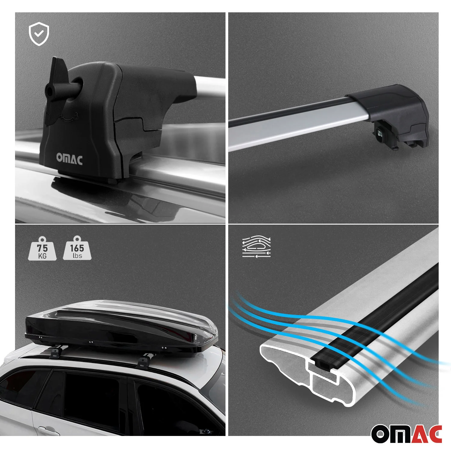 2009-2017 Audi Q5 Roof Rack Cross Bars Silver - Image 3