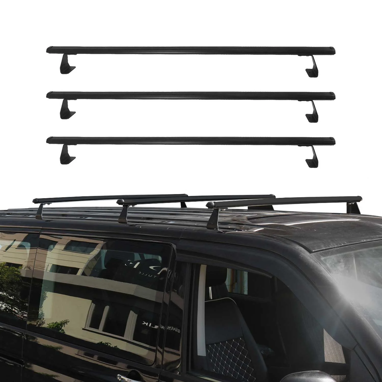 2015-2022 RAM ProMaster City Roof Rack Cross Bars 3Pcs Black - Image 2
