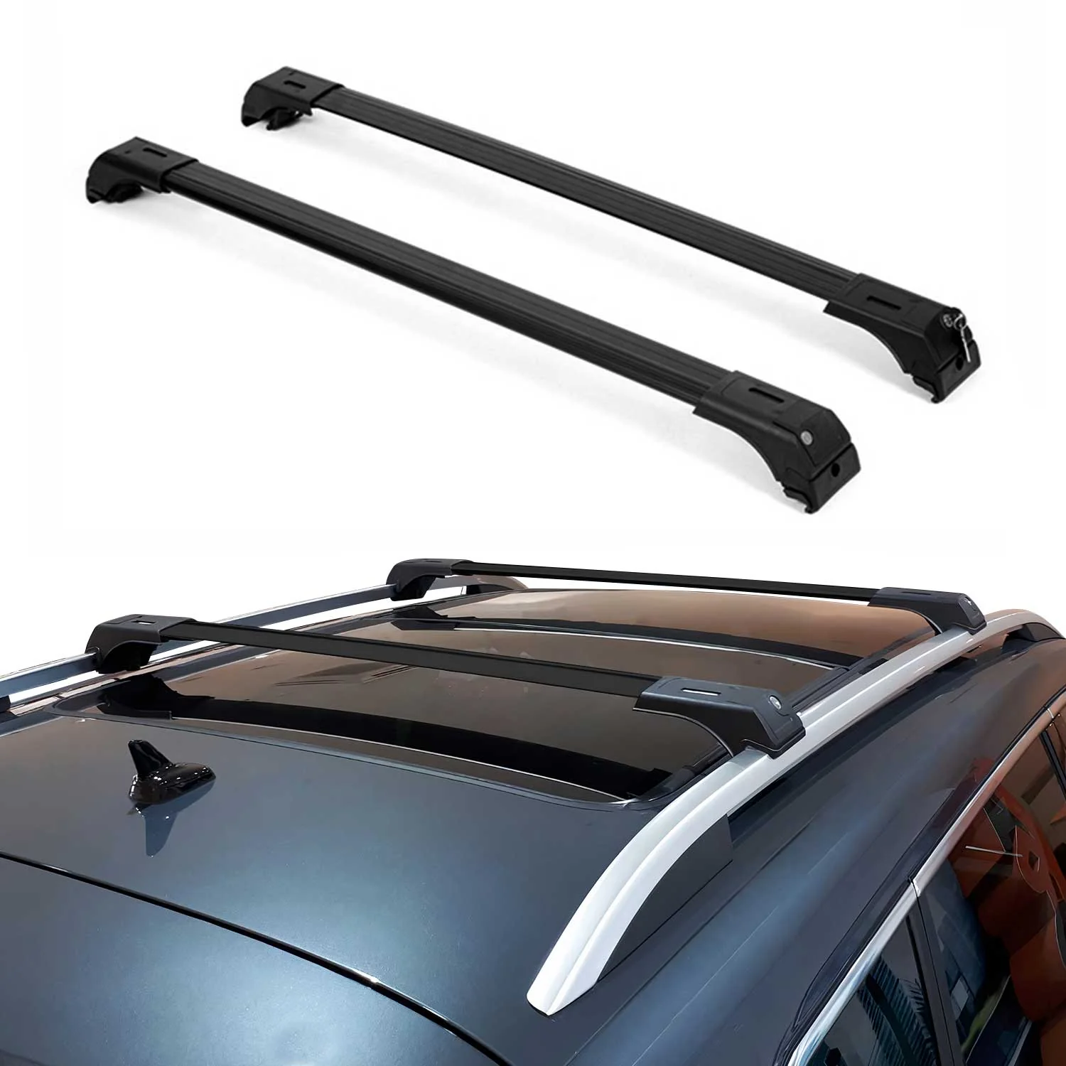 2011-2024 Mitsubishi Outlander Sport Roof Rack Cross Bars Black - Image 2