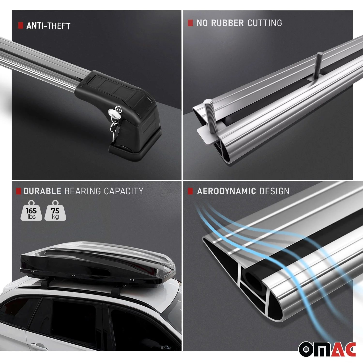2016-2021 Mazda CX-3 Roof Rack Cross Bars Black - Image 4