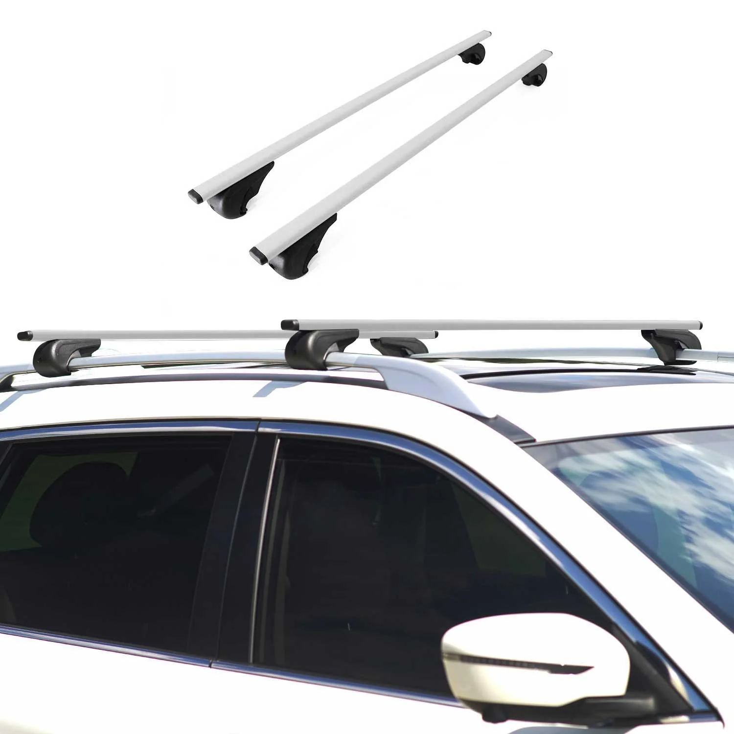 2006-2010 VW Passat B6 Variant Roof Rack Cross Bars Silver - Image 2