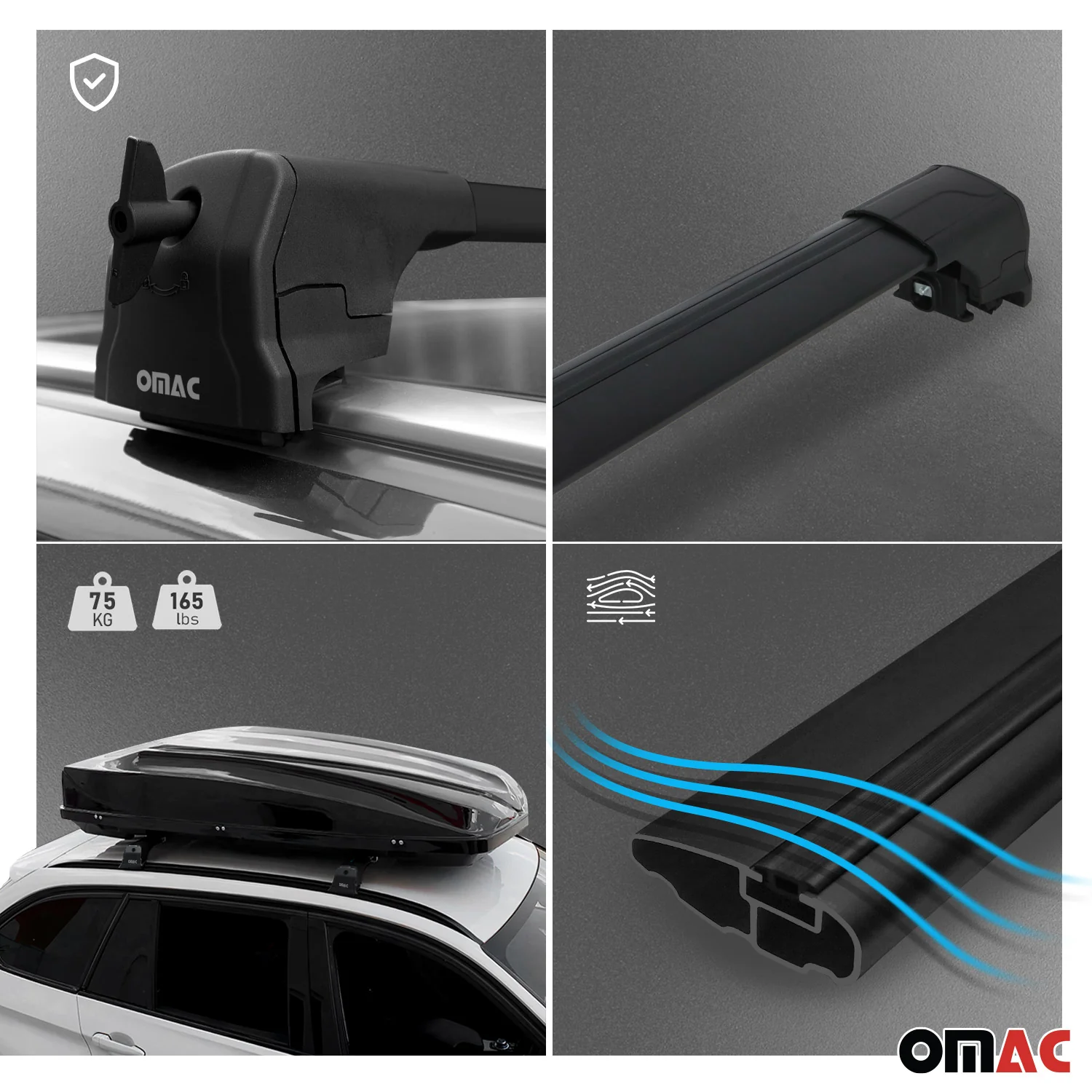 2019-2026 Volvo XC40 Roof Rack Cross Bars Black - Image 3