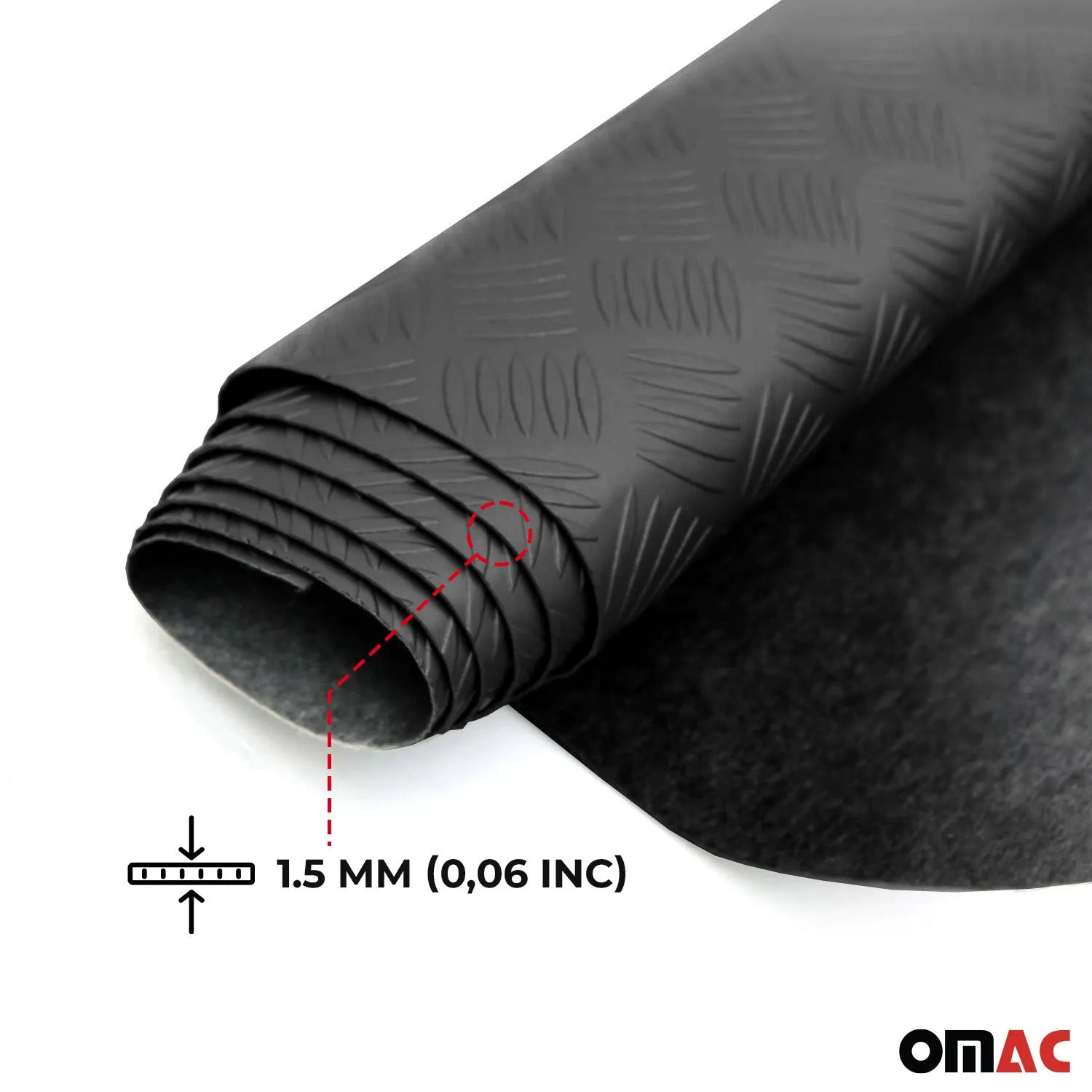 Rubber Truck Bed Liner Trunk Mat Floor Liner Alu. Look Chequered Black 118"x79" - Image 4