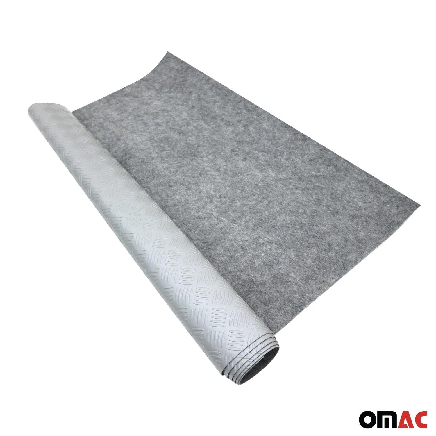Rubber Truck Bed Liner Trunk Mat Floor Liner Alu. Look Chequered Gray 118"x79" - Image 5