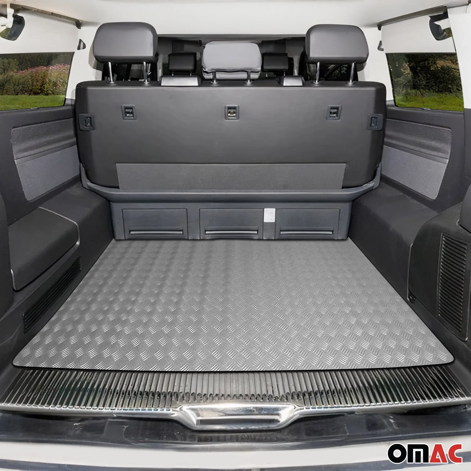 Rubber Truck Bed Liner Trunk Mat Flooring Mat 40x79 inch Chequered Grey - Image 2