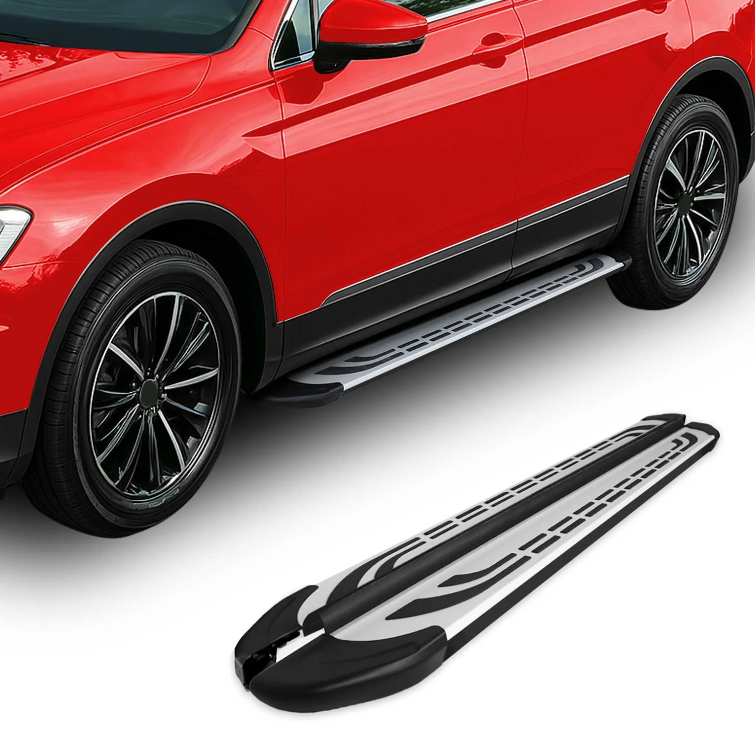2011-2016 Jeep Compass Running Boards Side Steps Silver & Black - Image 2