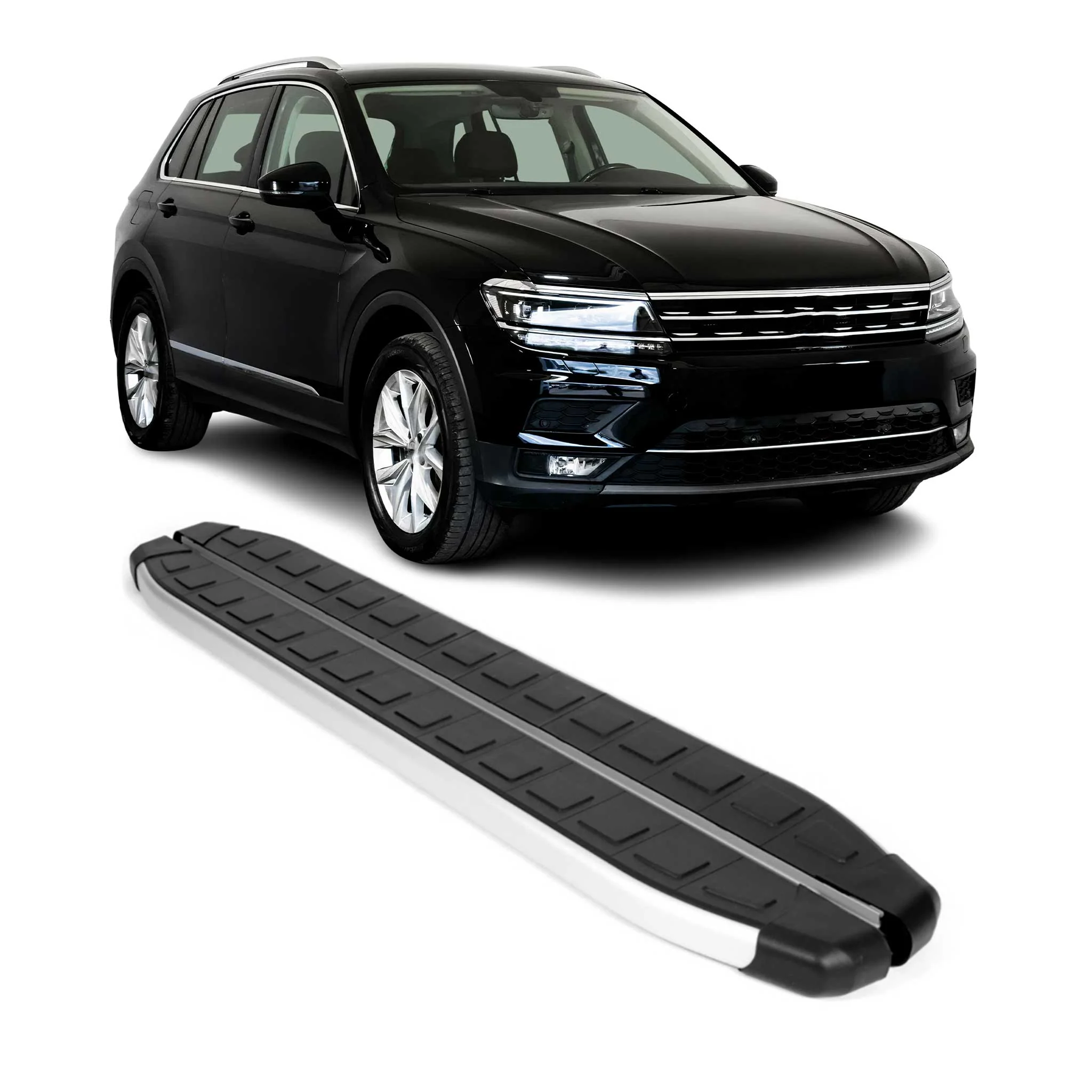 2018-2023 VW Tiguan 2.gen Running Boards Side Steps Silver & Black
