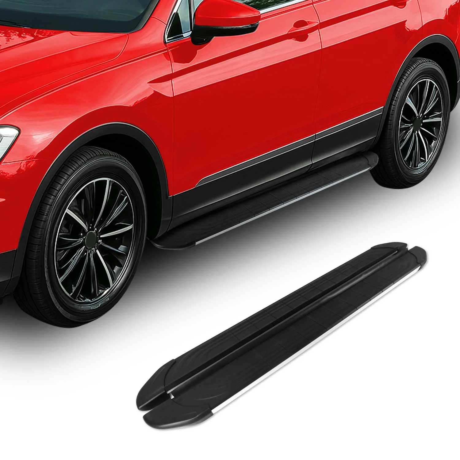 2009-2014 Nissan Murano Running Boards Side Steps Silver & Black - Image 2