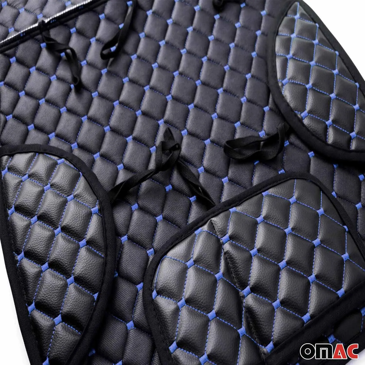 Ford F-150 F-250 F-350 Leather Breathable Front Seat Cover Pads Black Blue - Image 7