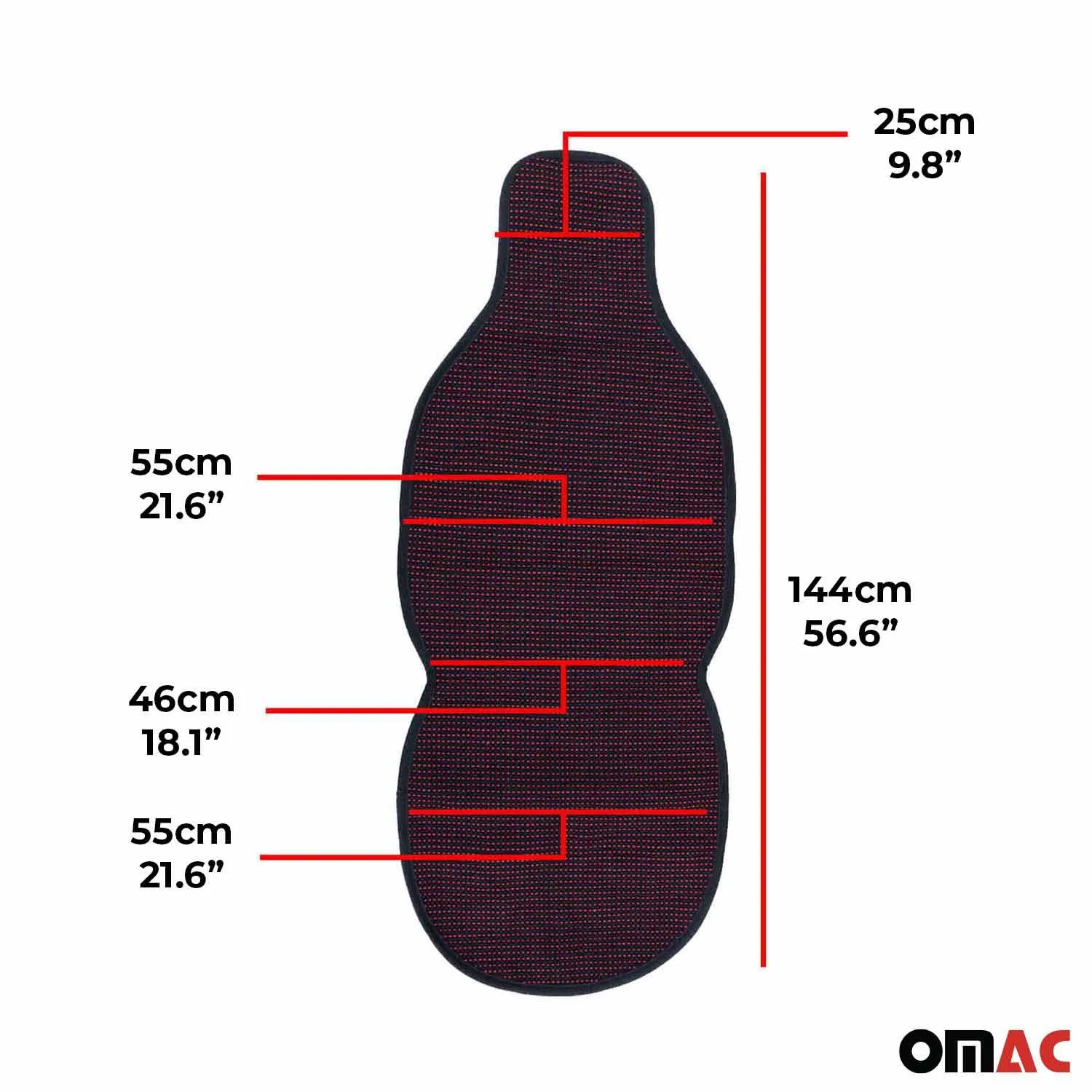 Kia Antiperspirant Front Seat Cover Pads Black Red 2 Pcs - Image 3