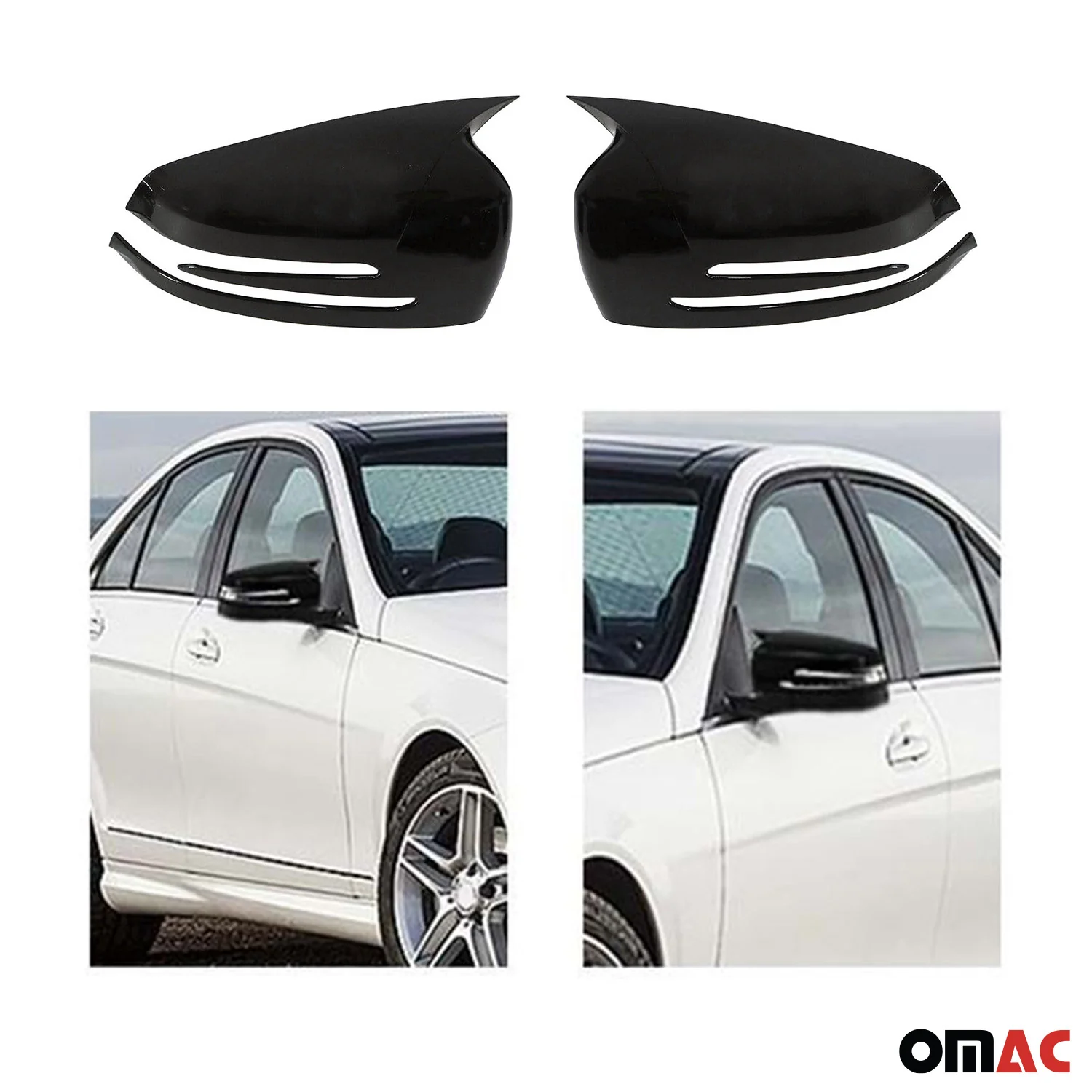 Mercedes W176 W246 C204 X204 X156 W212 Black Glossy Wing Mirror Cover Caps - Image 7
