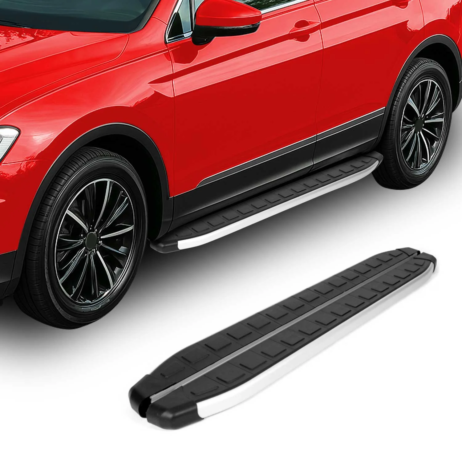 2007-2013 BMW X5 E70 Running Boards Side Steps Silver & Black - Image 2