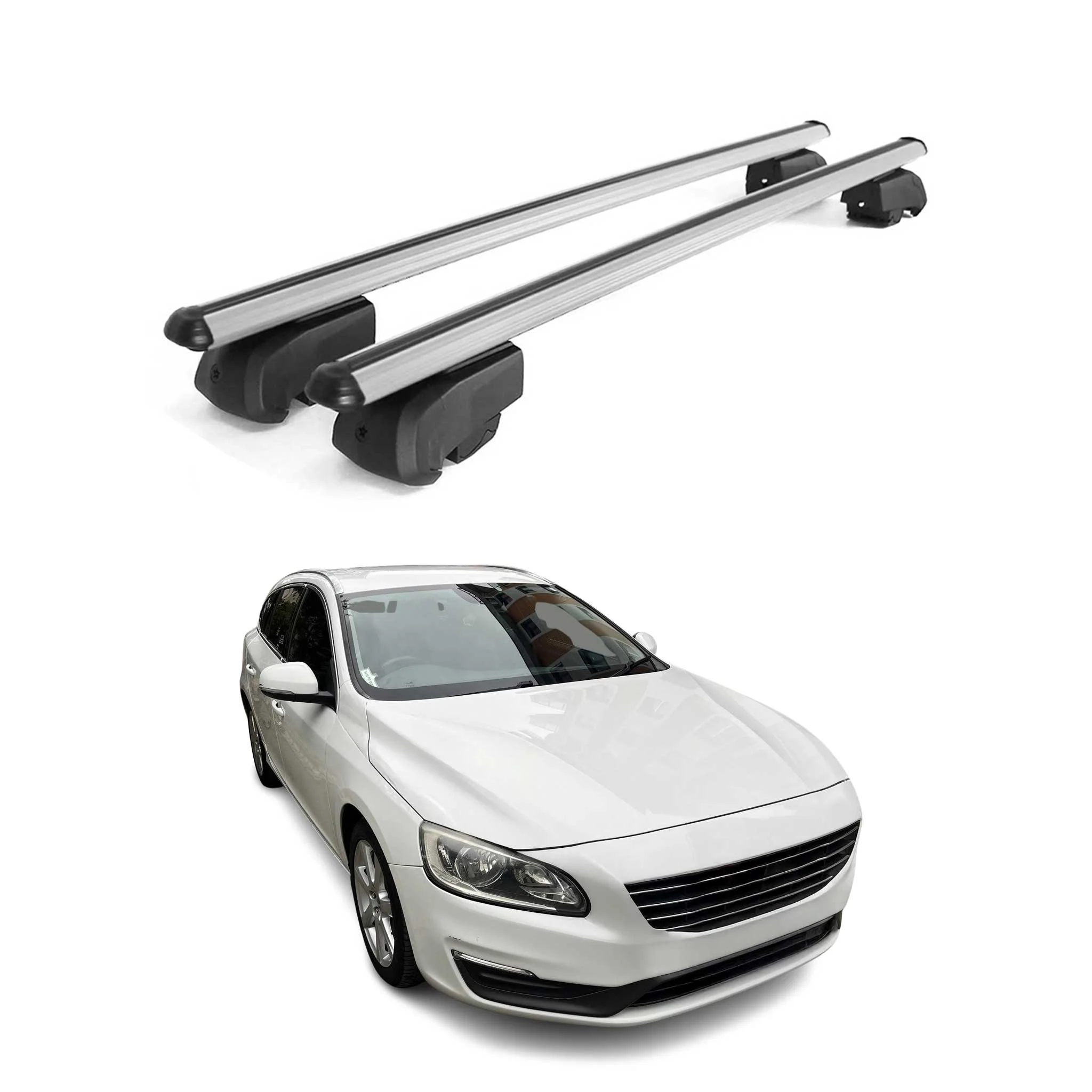 2015-2018 Volvo V60 Roof Rack Cross Bars Silver