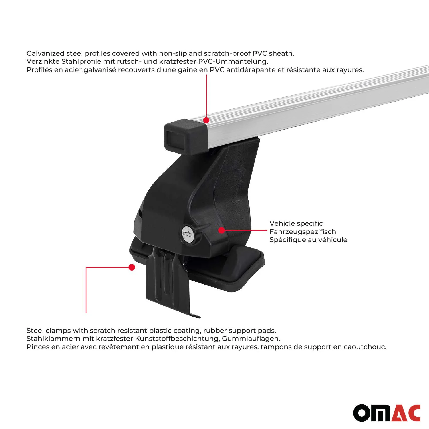 2015-2026 Ford F-150 SuperCrew Cab Roof Rack Cross Bars Silver - Image 5