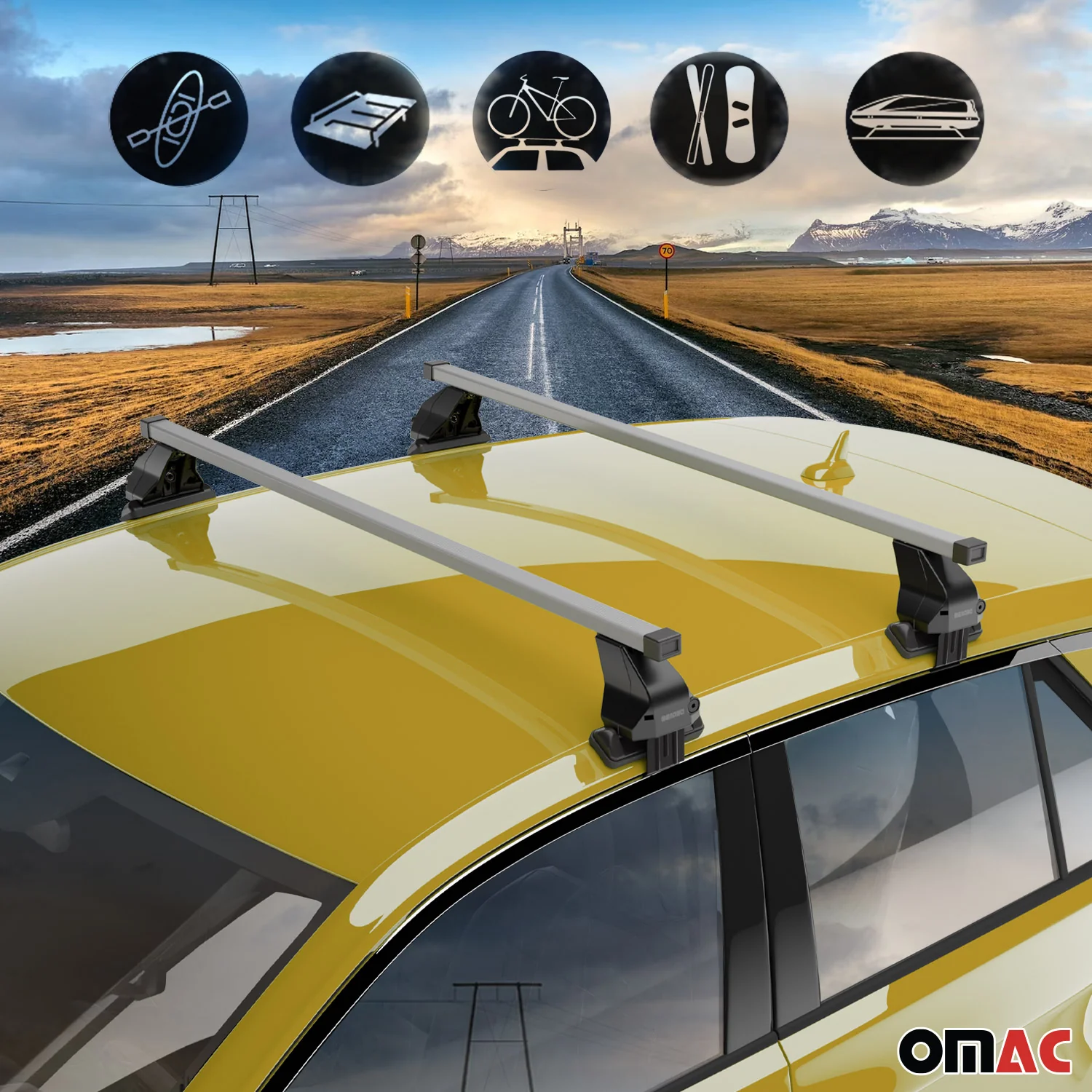 2011-2013 Ford Fiesta Hatchback Roof Rack Cross Bars Silver - Image 3