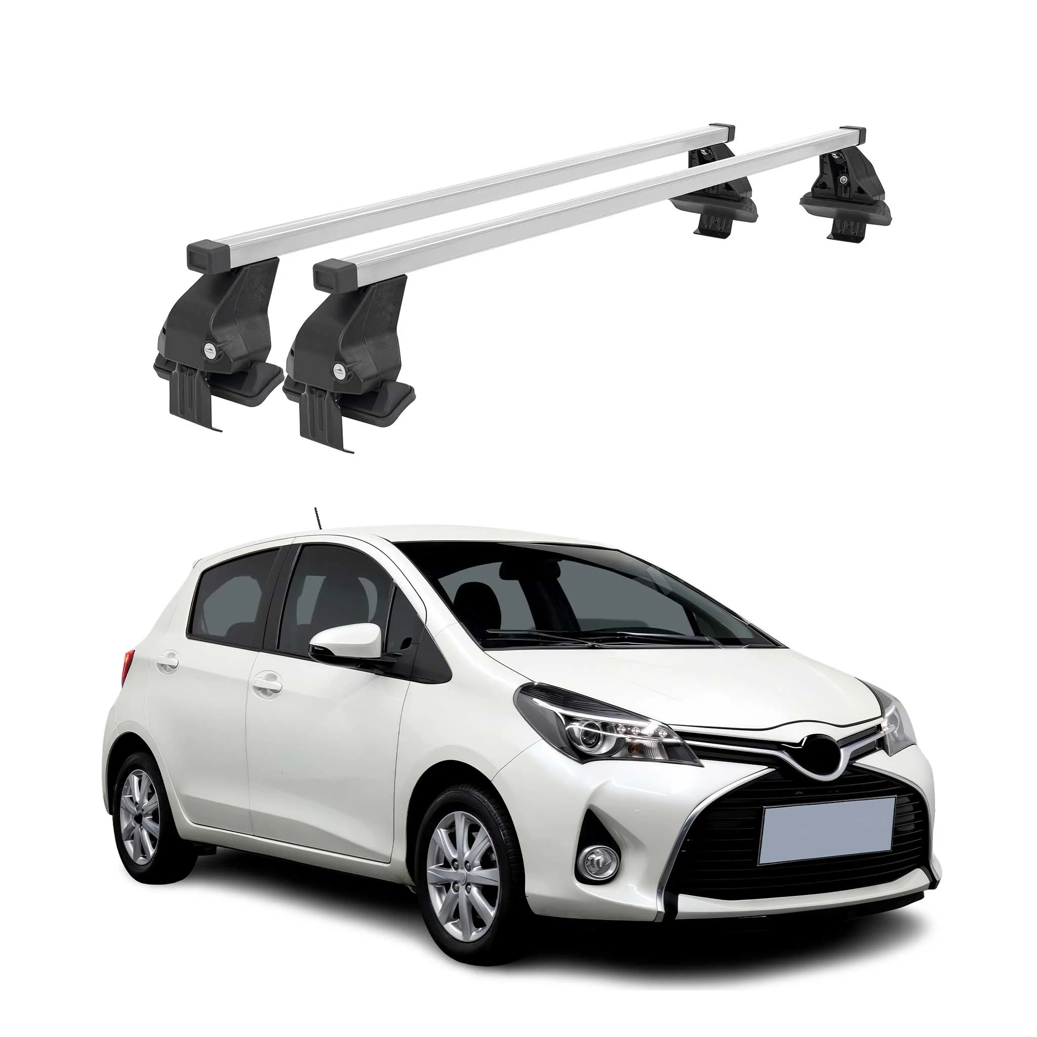 2007-2012 Toyota Yaris Hatchback Roof Rack Cross Bars Silver