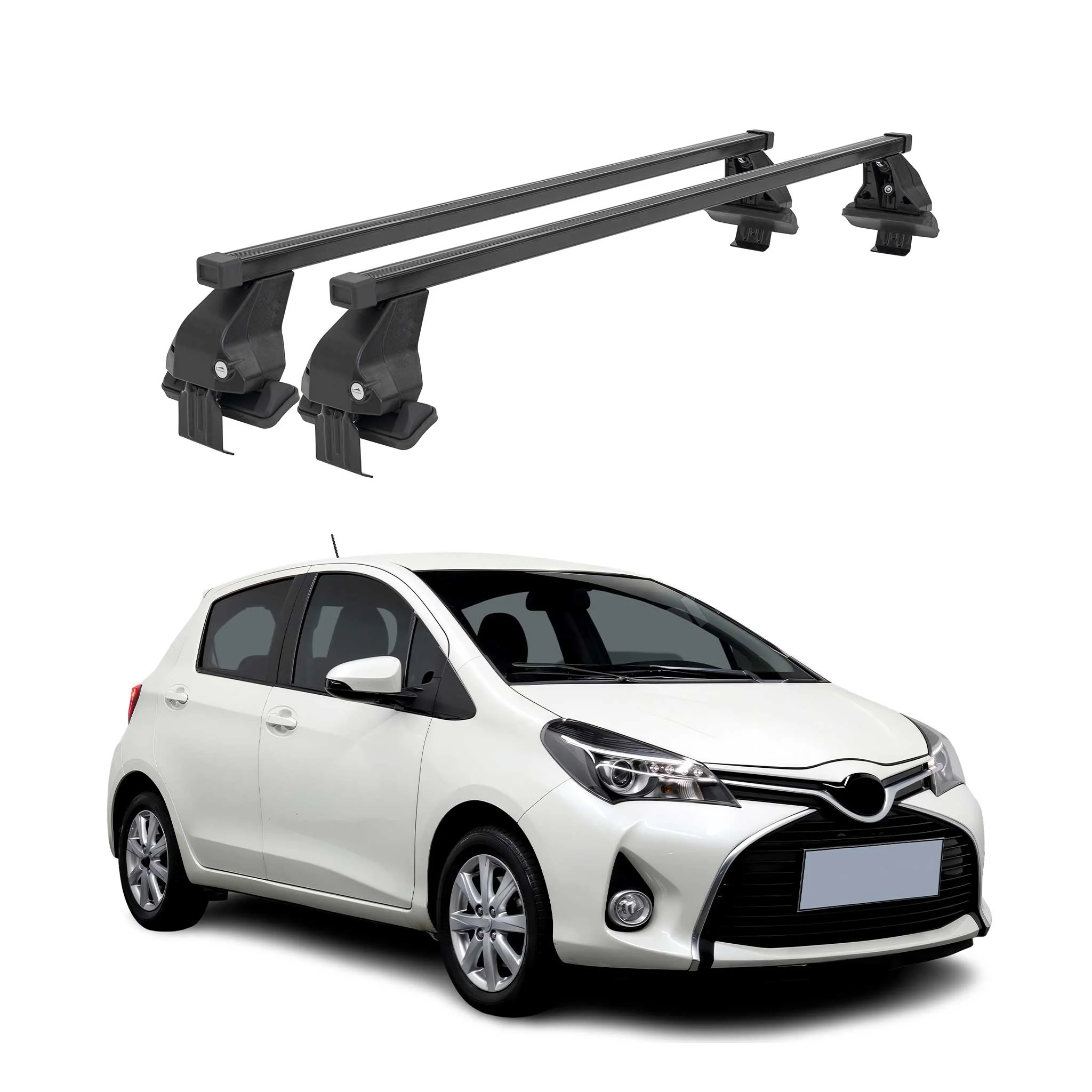 Smooth Roof Racks Cross Bars Carrier for Toyota Yaris XP130 2012-2018 Black 2x