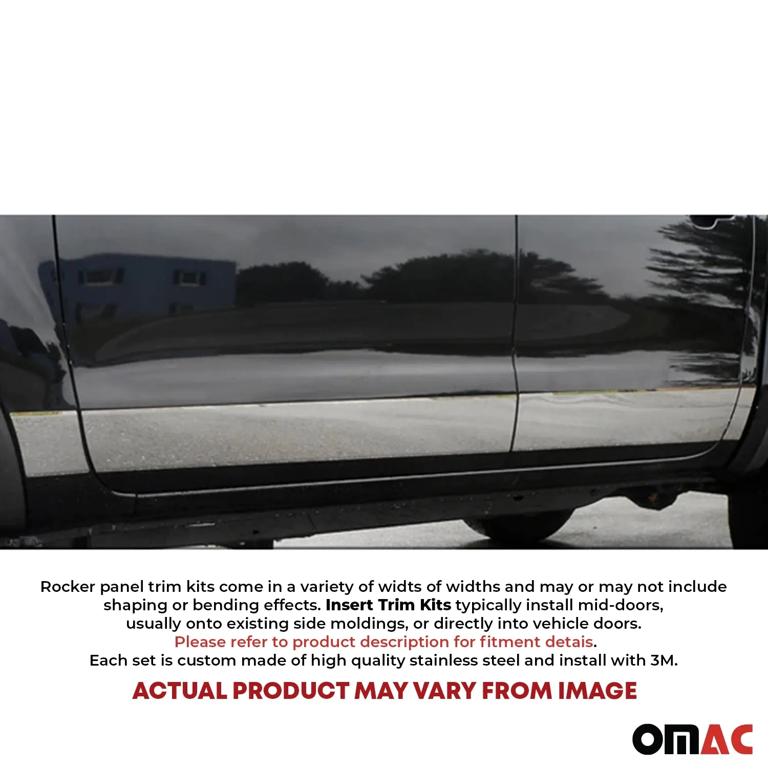 1999-2002 Chevrolet Silverado Regular Long Stainless Rocker Panel Trim 6Pc - Image 2