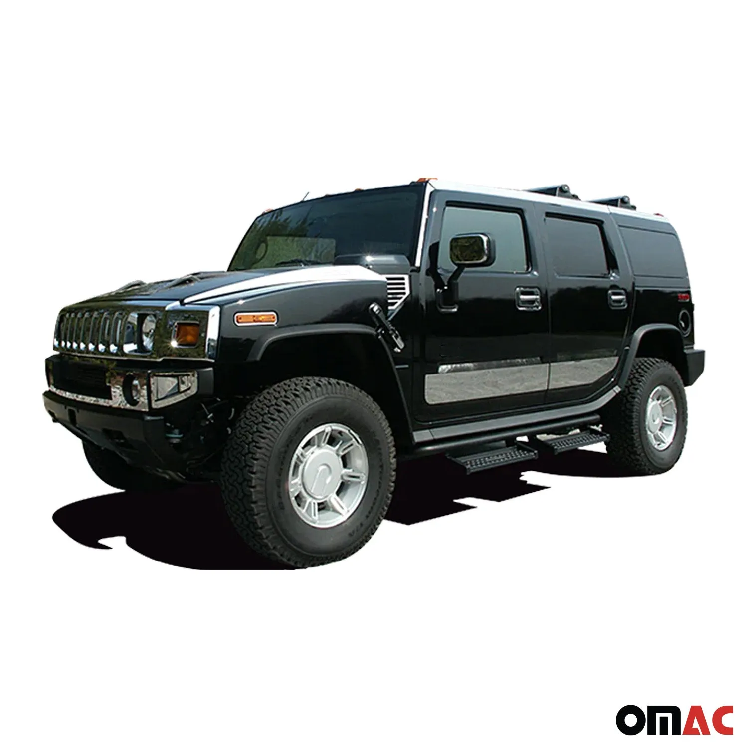 2003-2009 Hummer H2 Stainless Steel Hood Accent Trim 2 Pcs - Image 2