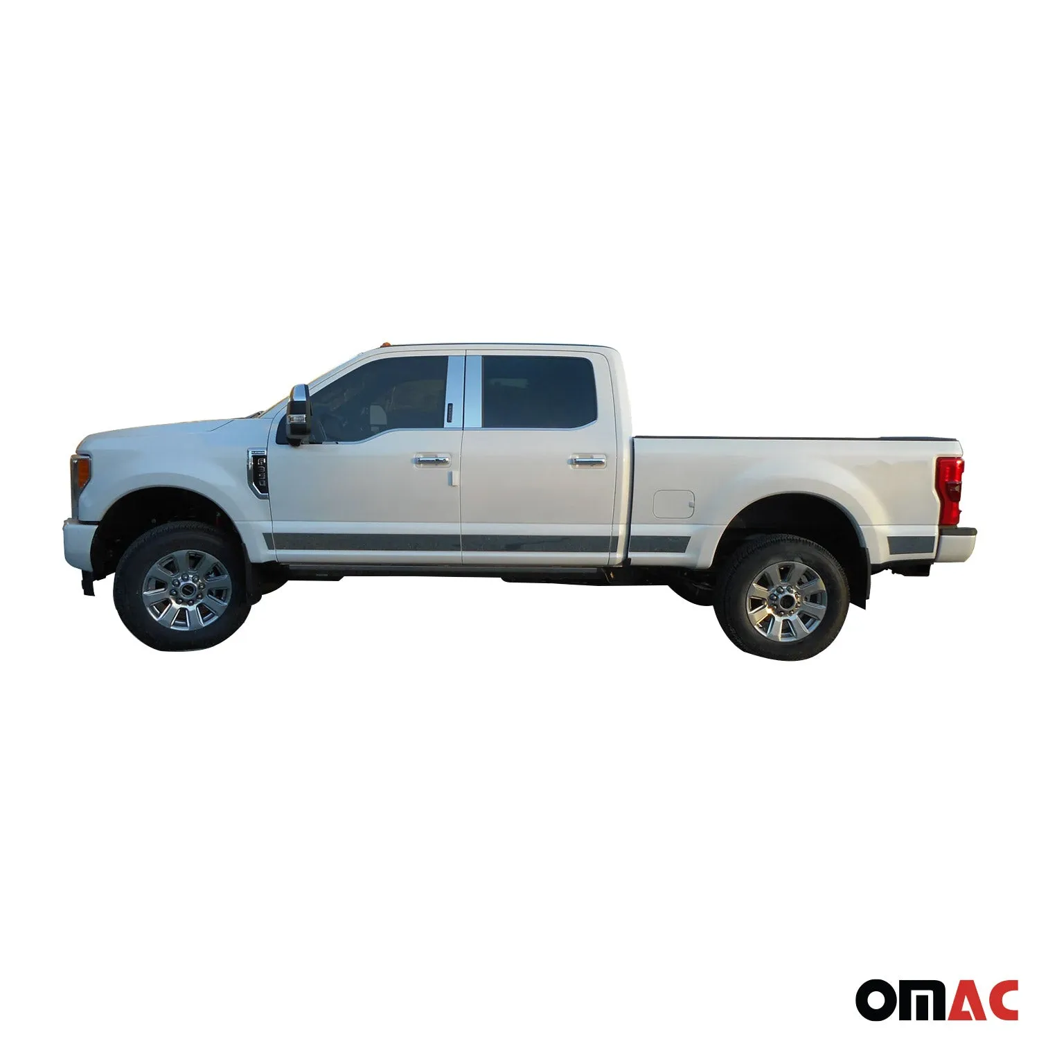 2017-2022 Ford F-250 F-350 Stainless Steel Rocker Panel Trim 12 Pcs - Image 2