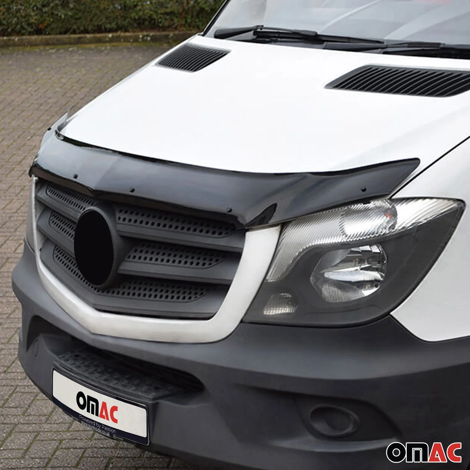 2014-2018 Mercedes Sprinter W906 Sun Visor & Bug Shield Hood Deflector Kit 2Pcs Smoke - Image 2