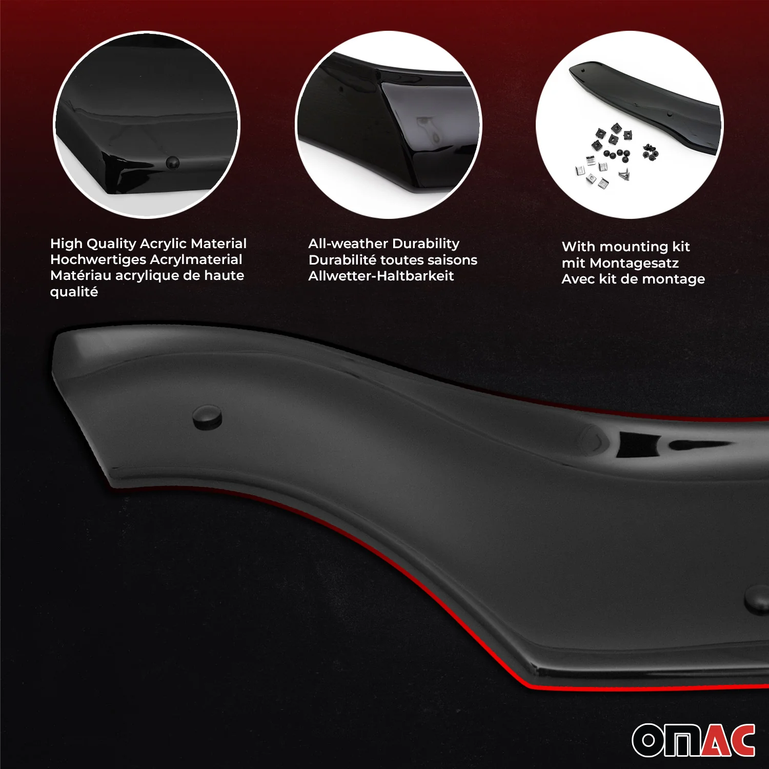 2014-2018 Mercedes Sprinter W906 Sun Visor & Bug Shield Hood Deflector Kit 2Pcs Smoke - Image 7