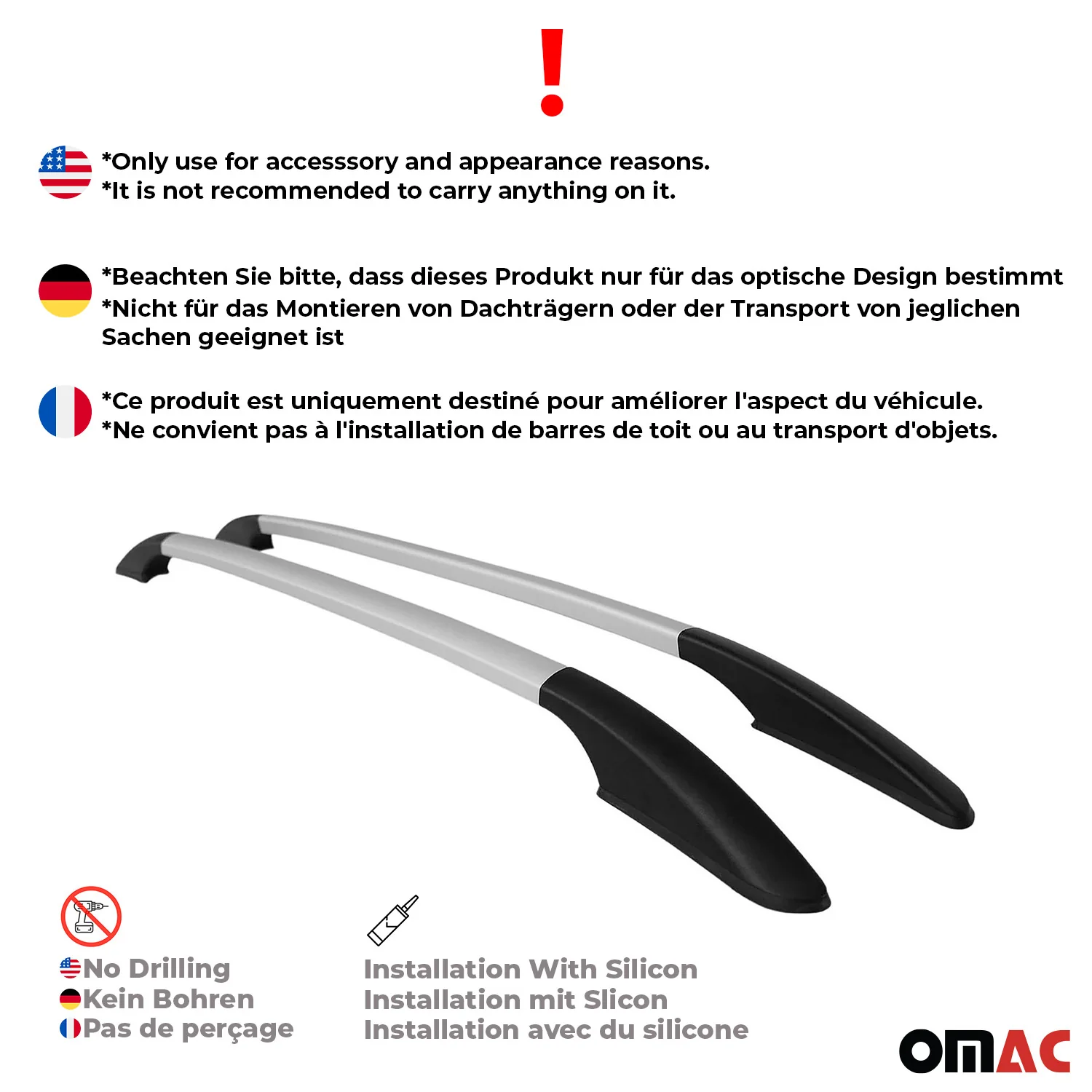 2012-2021 Alfa Romeo Giulietta Roof Rack Rails Side Rails Silver - Image 3