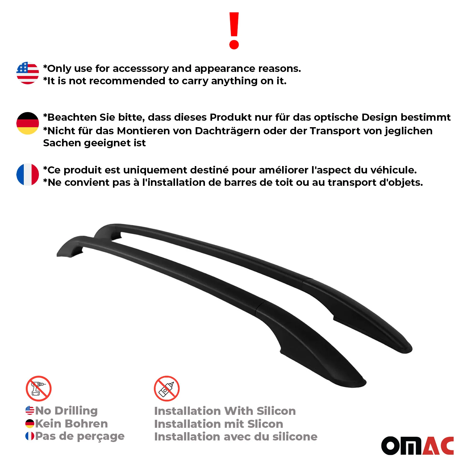 2017-2022 Nissan Rogue Sport Roof Rack Rails Side Rails Black - Image 3