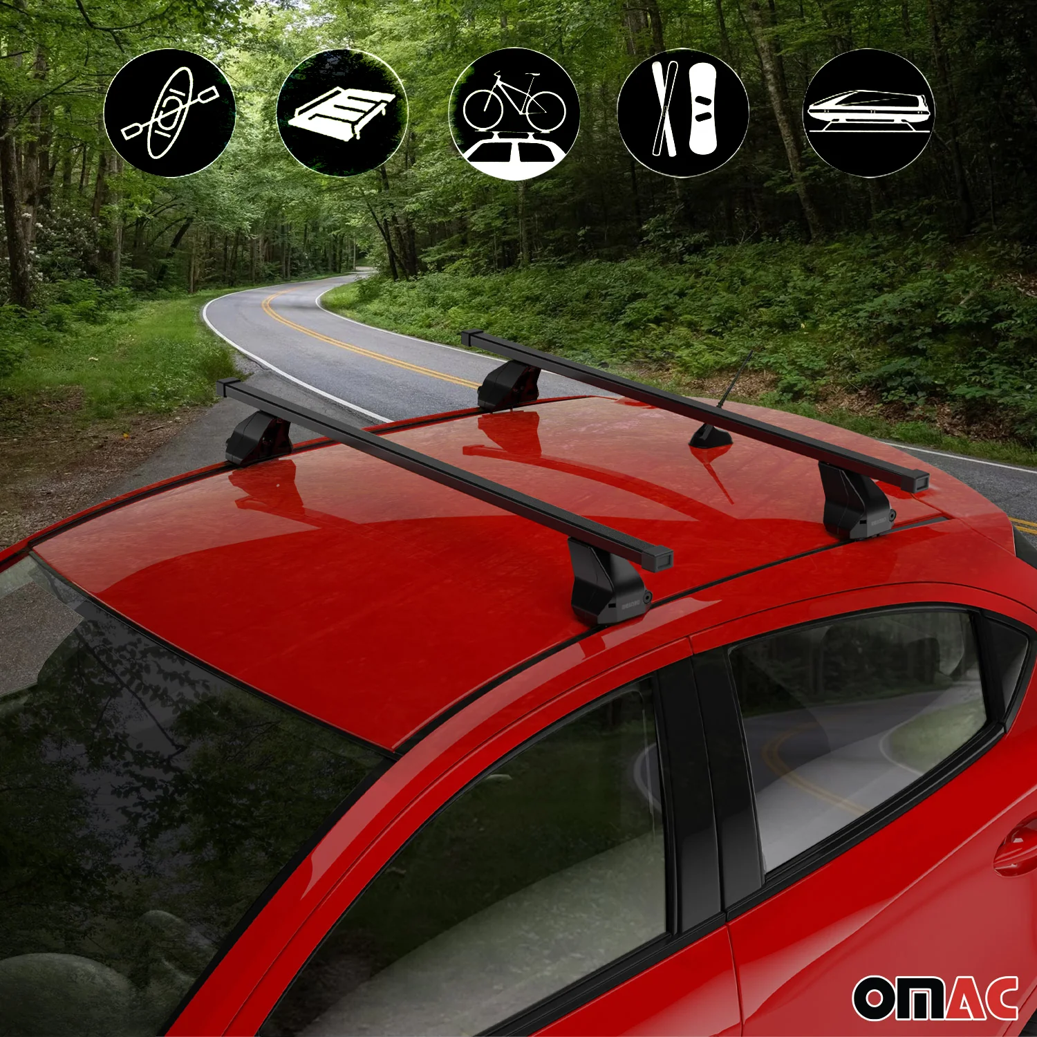 Top Roof Racks Cross Bars fits BMW 4 Series G22 Coupé 2021-26 Black Steel 2x - Image 3