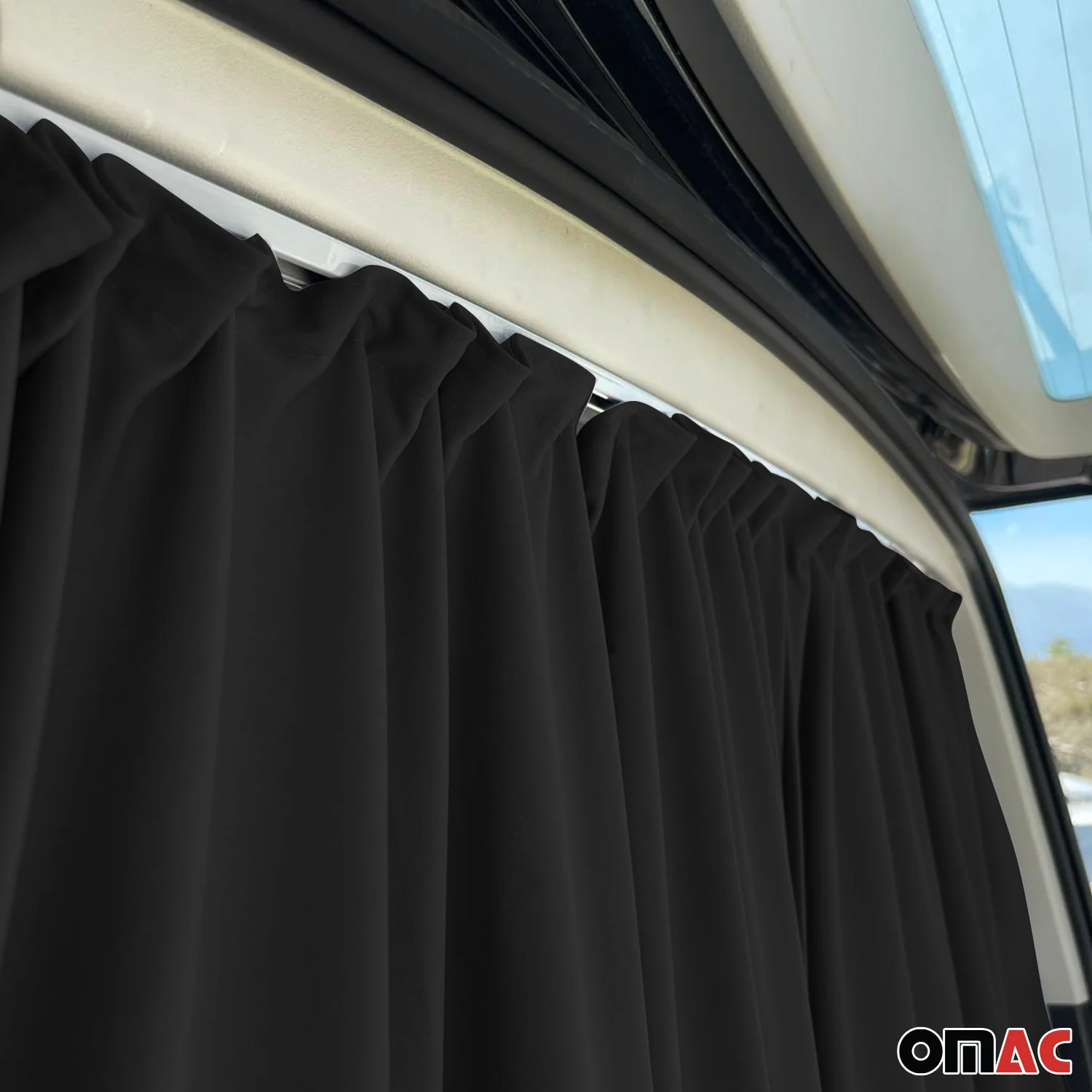 Chevrolet Express Trunk Tailgate Curtains Black 2 Privacy Curtains - Image 6