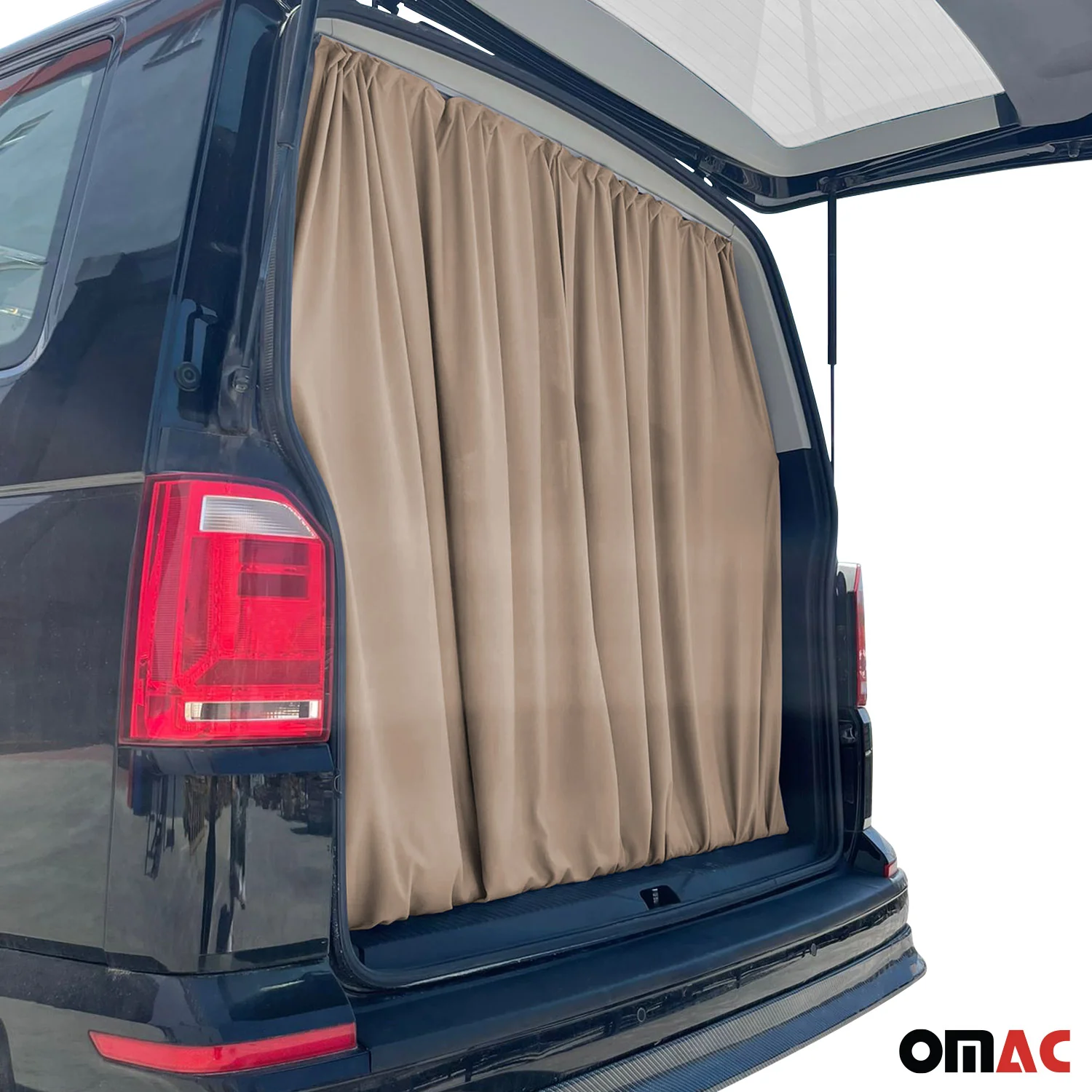 GMC Savana Trunk Tailgate Curtains Beige 2 Privacy Curtains - Image 5