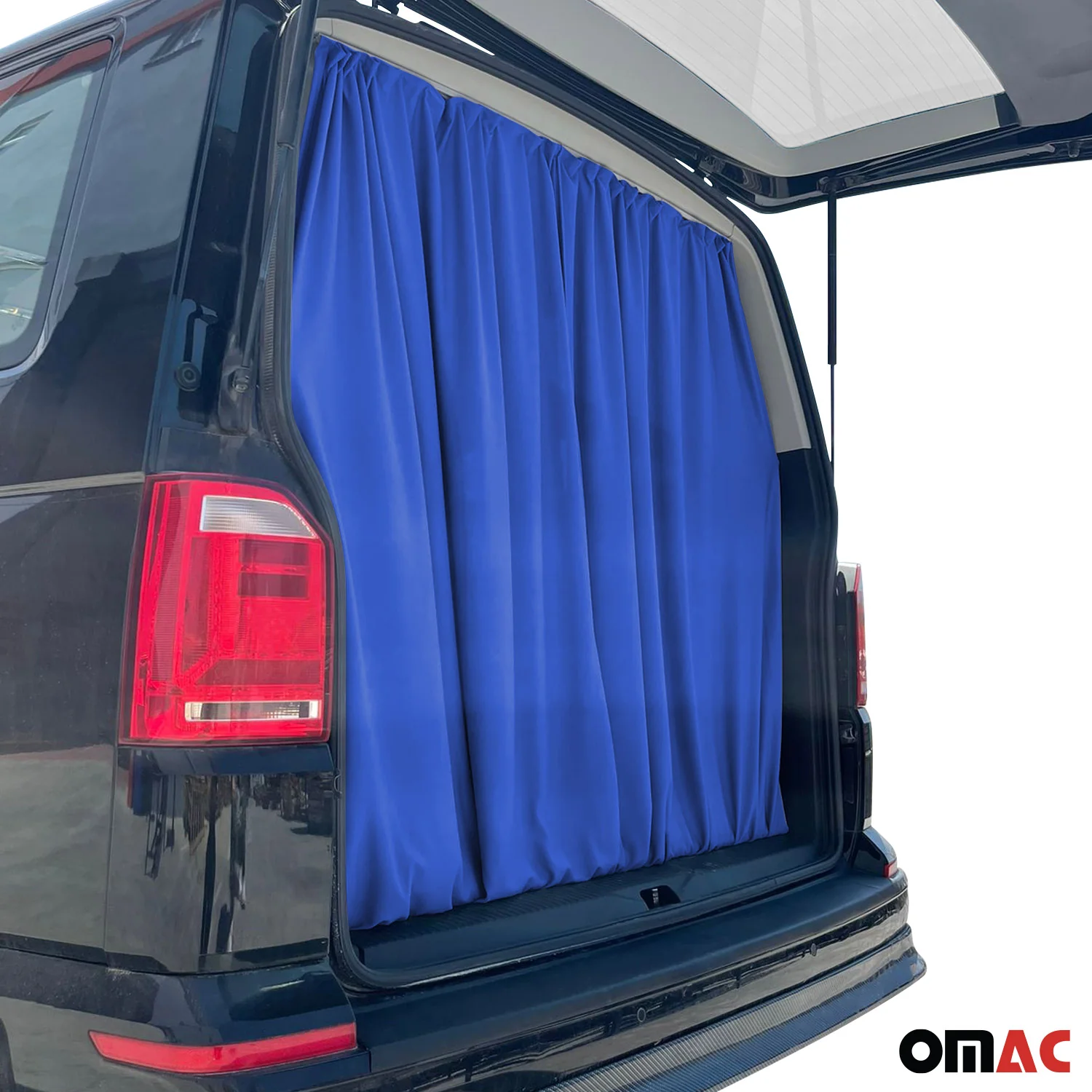 GMC Savana Trunk Tailgate Curtains Blue 2 Privacy Curtains - Image 5