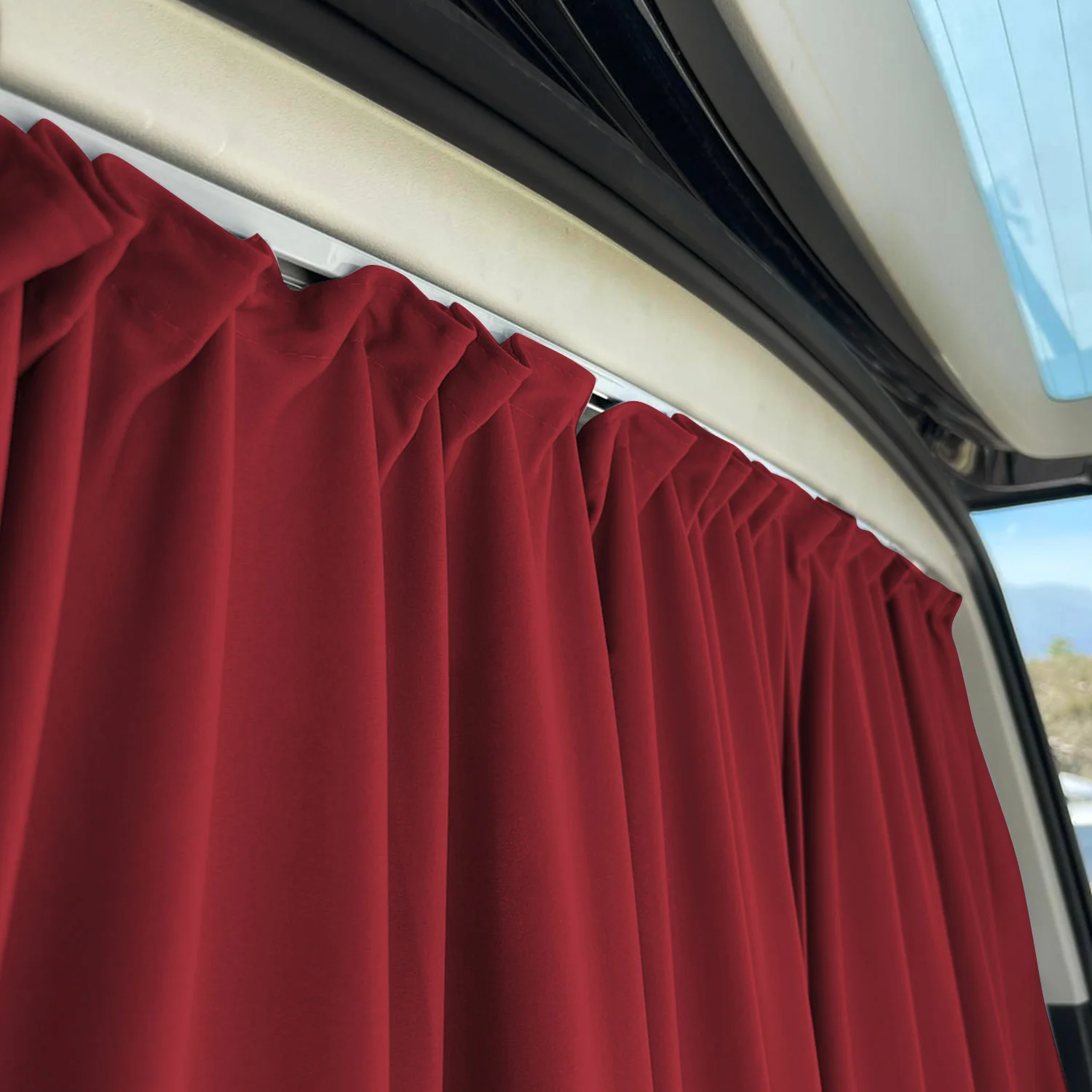 GMC Savana Trunk Tailgate Curtains Red 2 Privacy Curtains - Image 6
