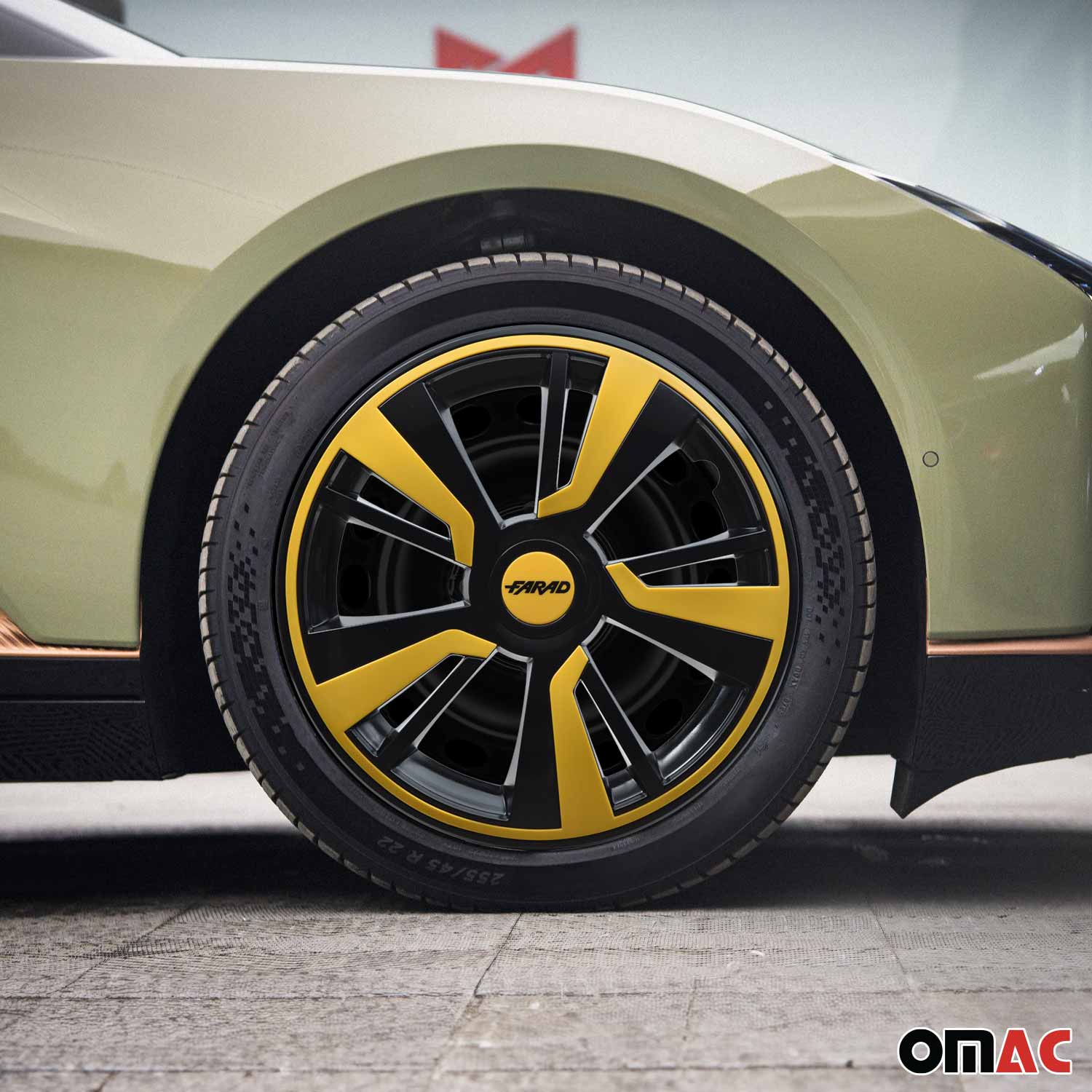 Twintone Hub Caps Wheel Cover 15" Black & Yellow Insert Full Set 4 pcs. - Image 2