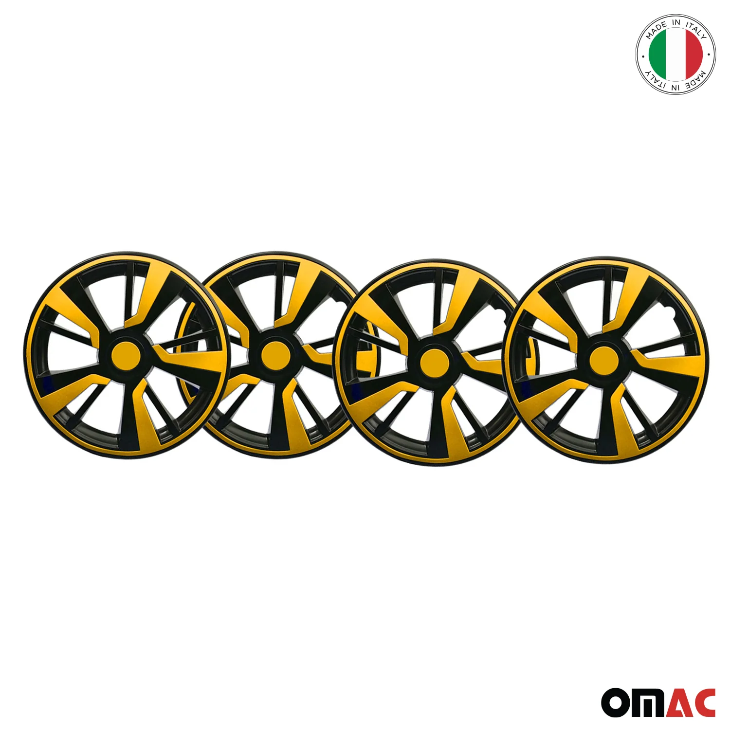 Twintone Hub Caps Wheel Cover 15" Black & Yellow Insert Full Set 4 pcs. - Image 6