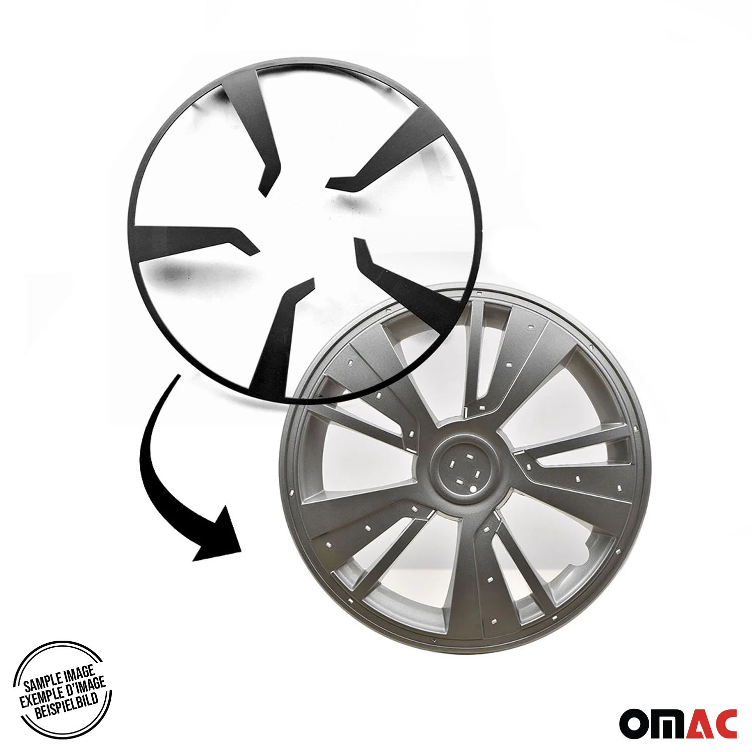 Twintone Hub Caps Wheel Cover 15" Black & Yellow Insert Full Set 4 pcs. - Image 7