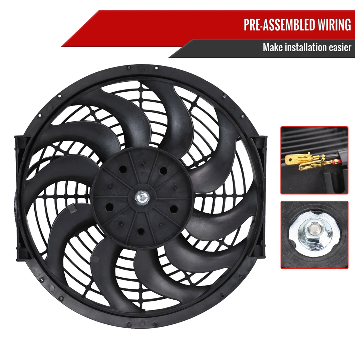 Universal 12 Inch 12V/80W Radiator Cooling Fan Kit - Image 8