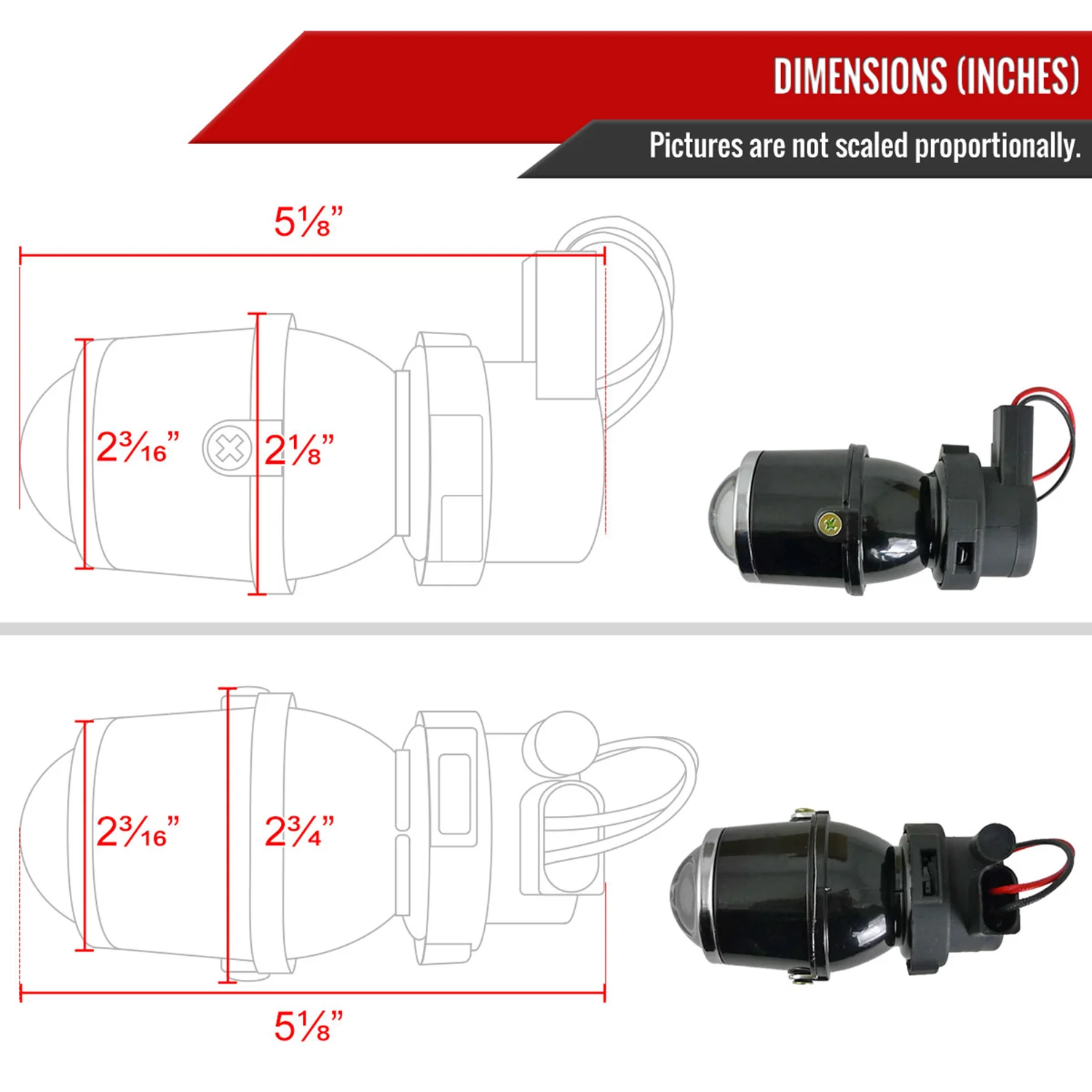 Universal 12V/55W H3 Projector Fog Lights Kit Mounting Brackets Black Metal - Image 2