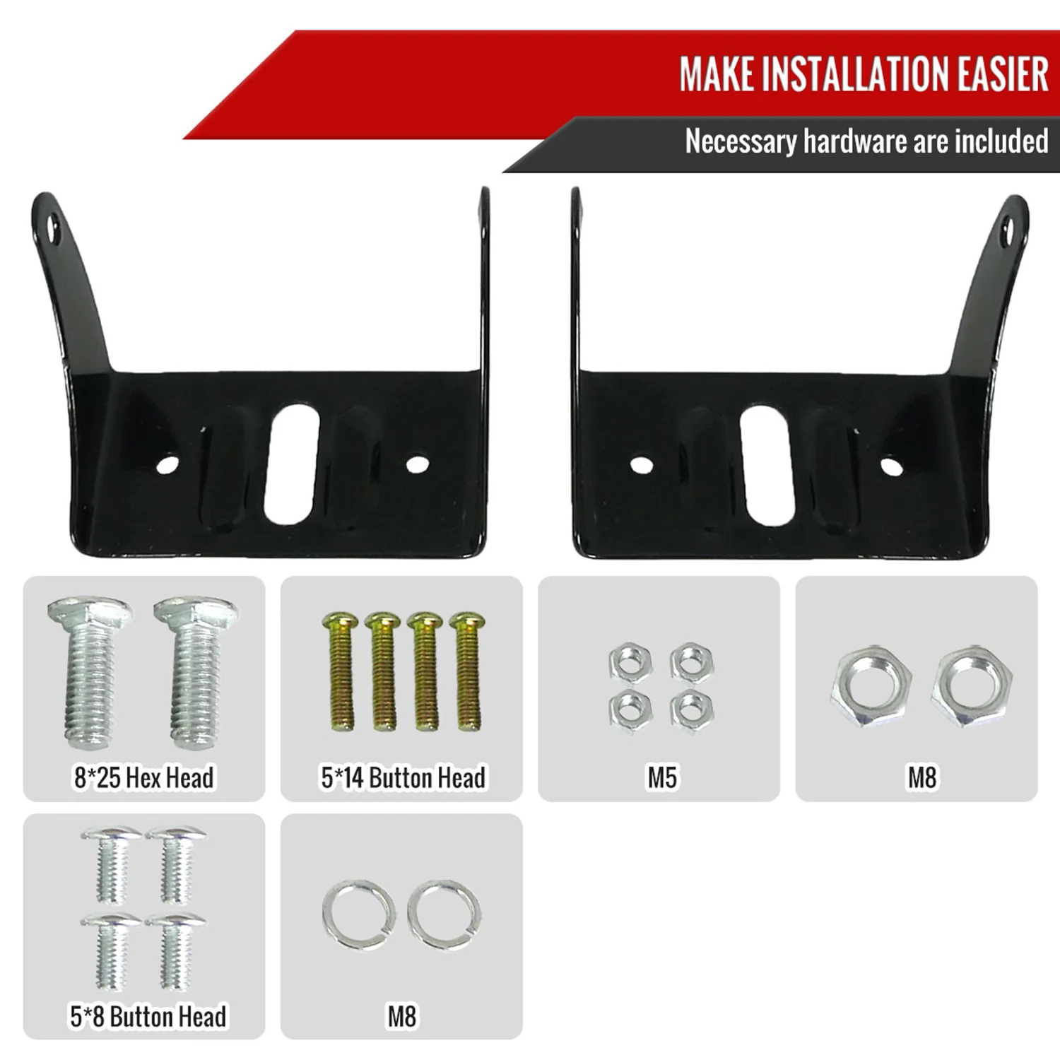 Universal 12V/55W H3 Projector Fog Lights Kit Mounting Brackets Black Metal - Image 6