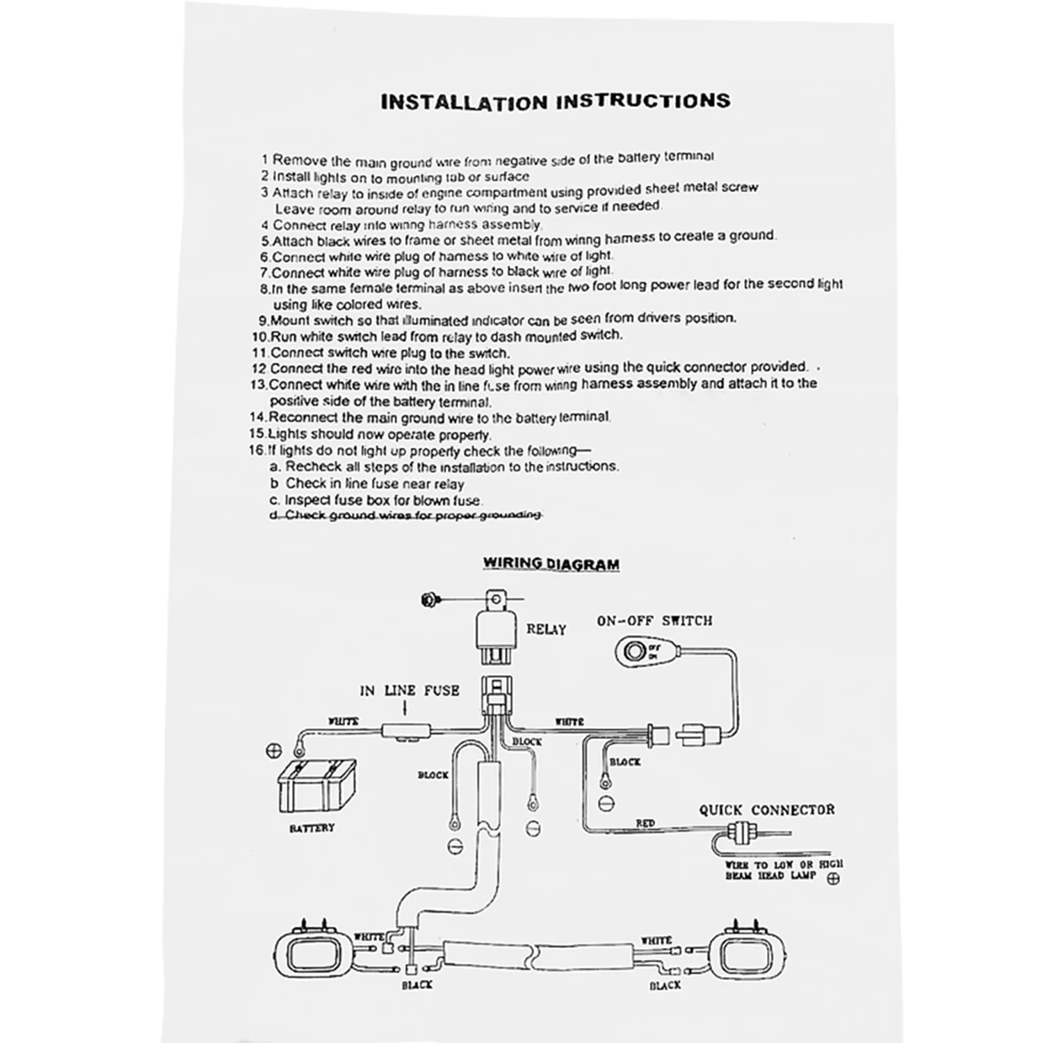 Universal 16Gauge Off Road LED Work Lights Wiring Kit Dual Relay & On/Off Switch - Image 4