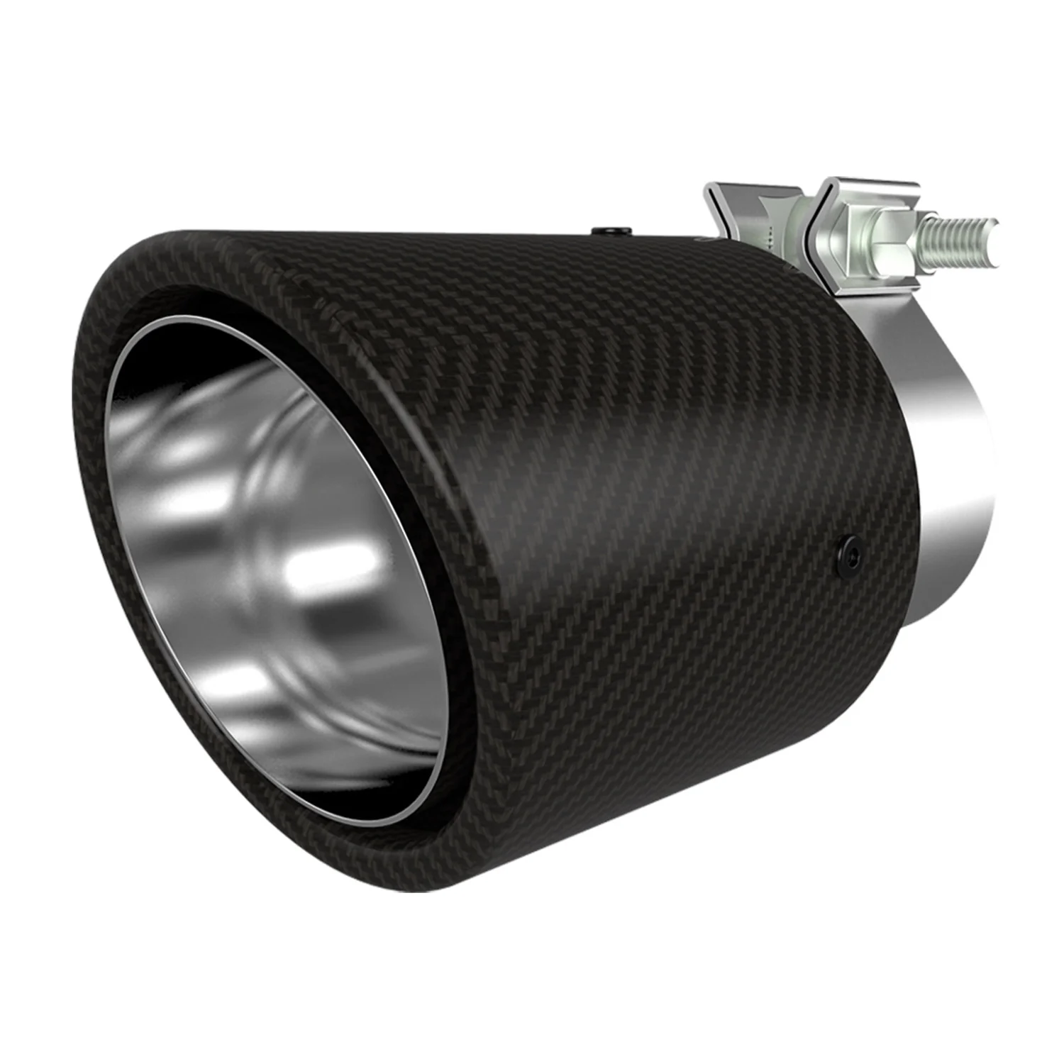 Universal 2.5" Inlet/3.5" Outlet Carbon Fiber Cover Exhaust Tip