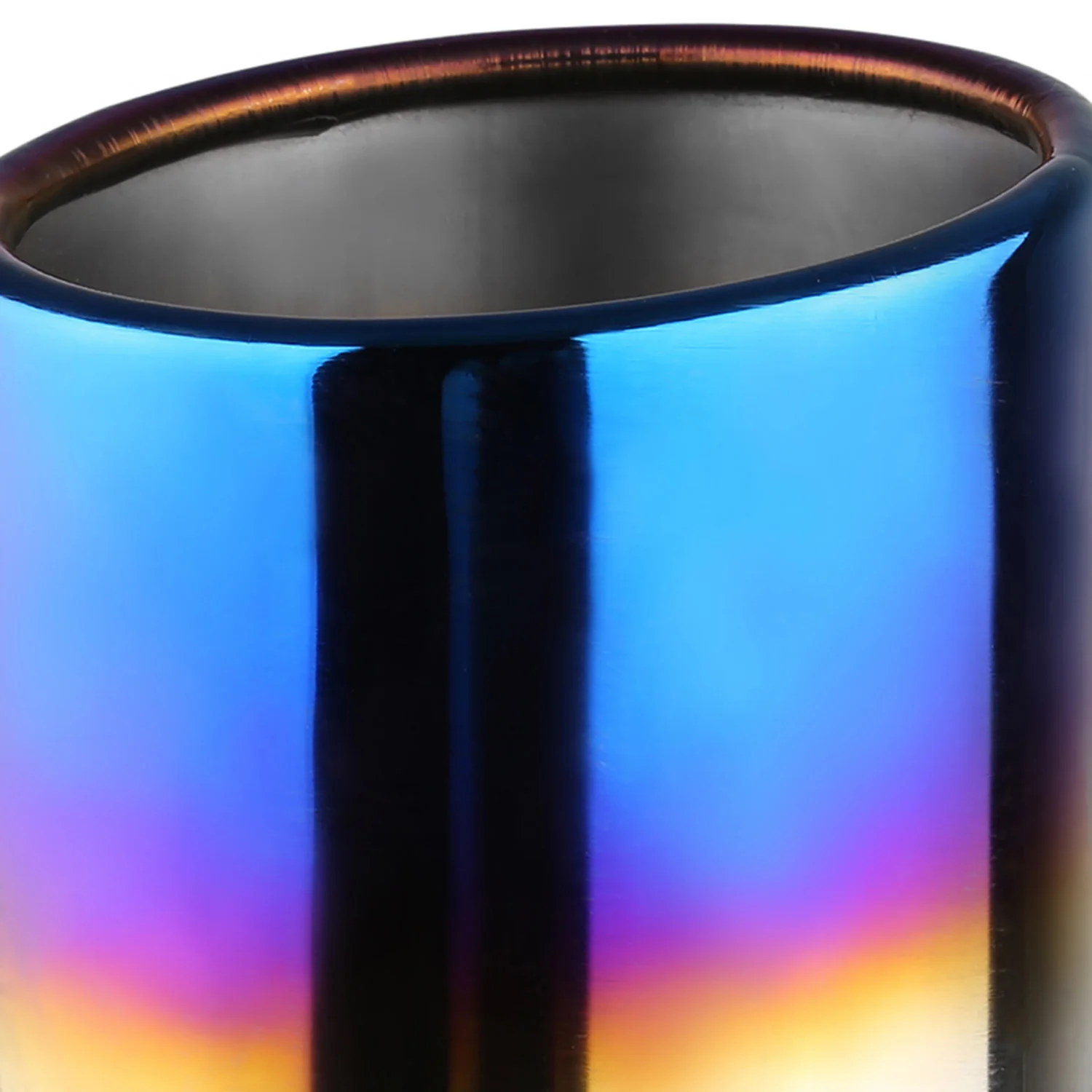 Universal 2.5" Inlet/3.875" Outlet Chrome Steel Angled Burnt Blue Exhaust Tips - Image 4