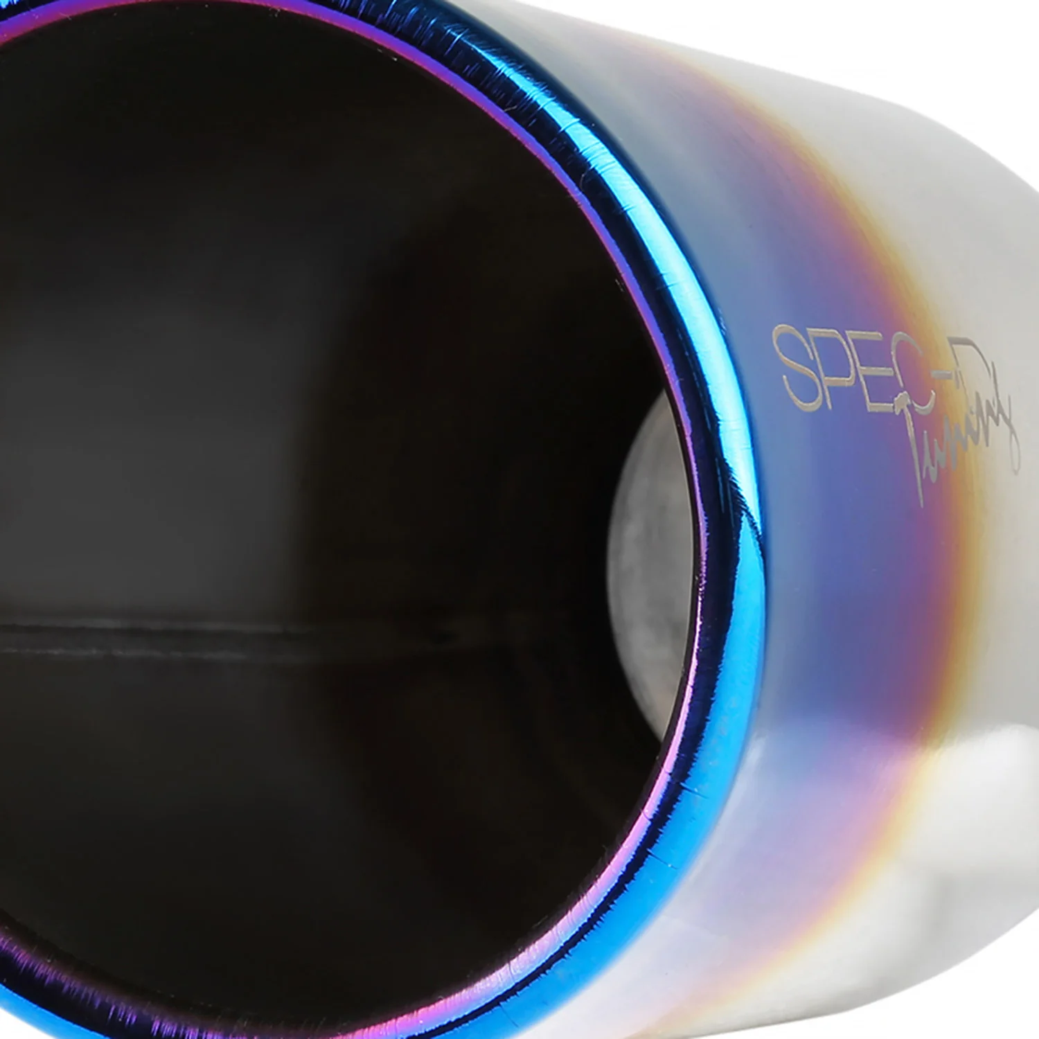 Universal 2.5" Inlet/3.875" Outlet Chrome Steel Angled Burnt Blue Exhaust Tips - Image 5
