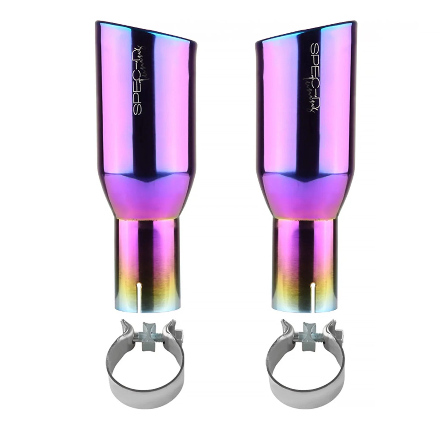 Universal 2.5" Inlet/3.875" Outlet Rainbow Steel Burnt Purple Exhaust Tips 2Pcs - Image 10