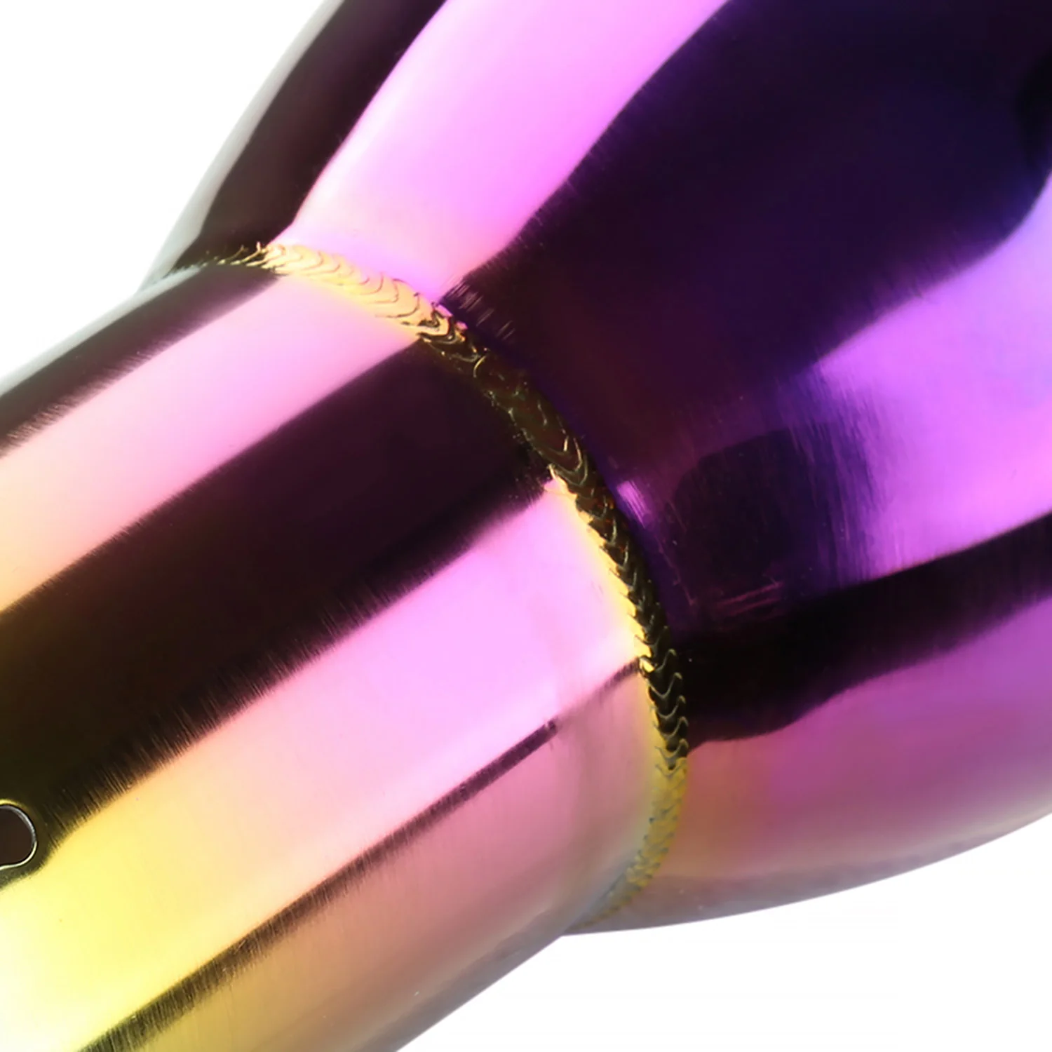 Universal 2.5" Inlet/3.875" Outlet Rainbow Steel Burnt Purple Exhaust Tips 2Pcs - Image 7