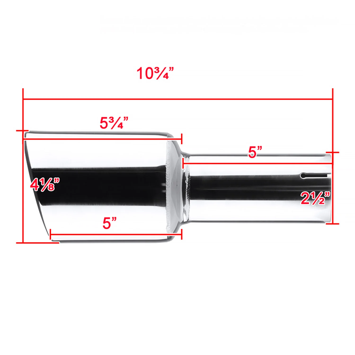 Universal 2.5" Inlet/4.125" Outlet Chrome S.Steel Angled Exhaust Tips - 2PC - Image 2